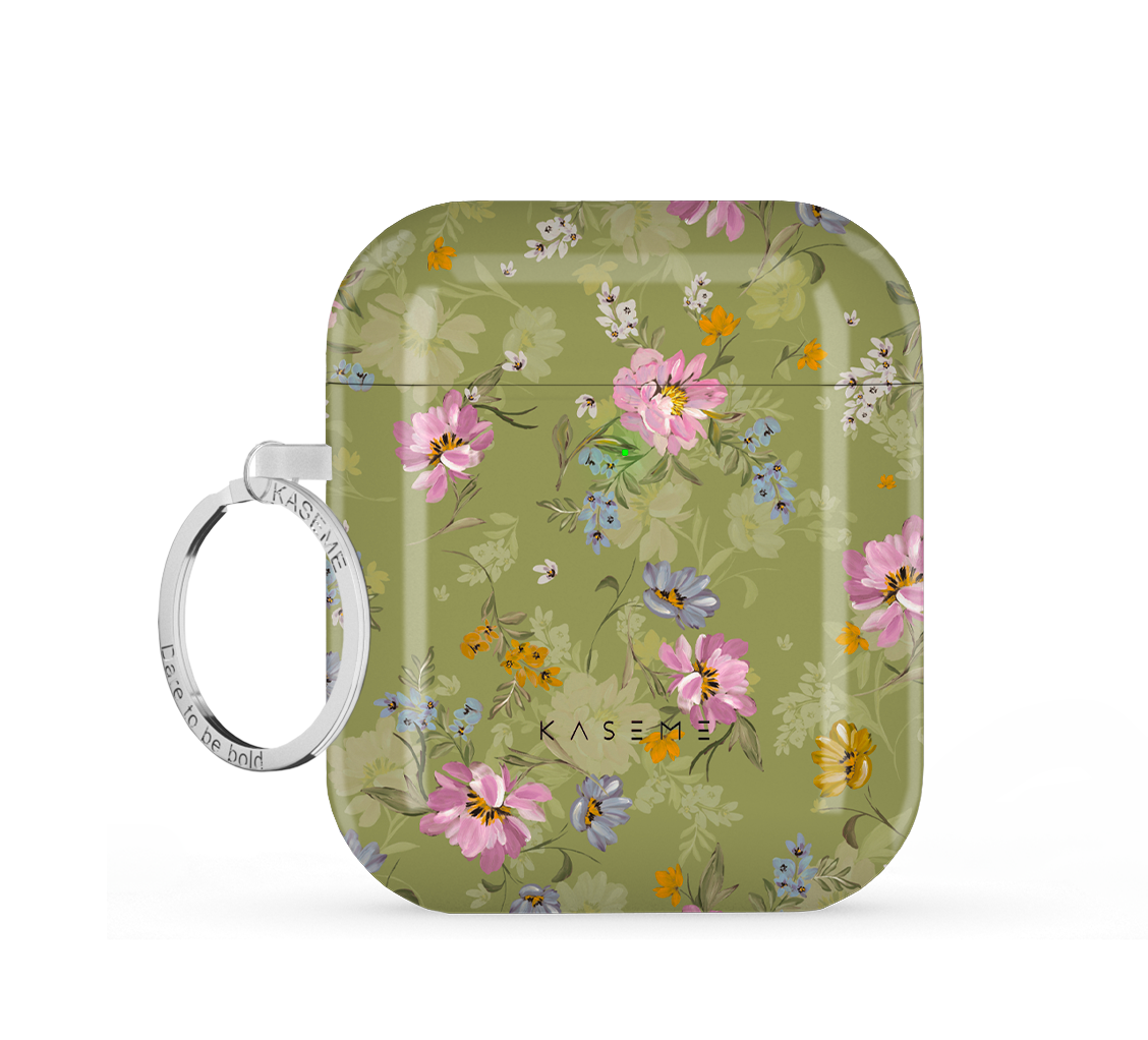 Seasonal Florals Green by Ellenkatie_ AirPods case