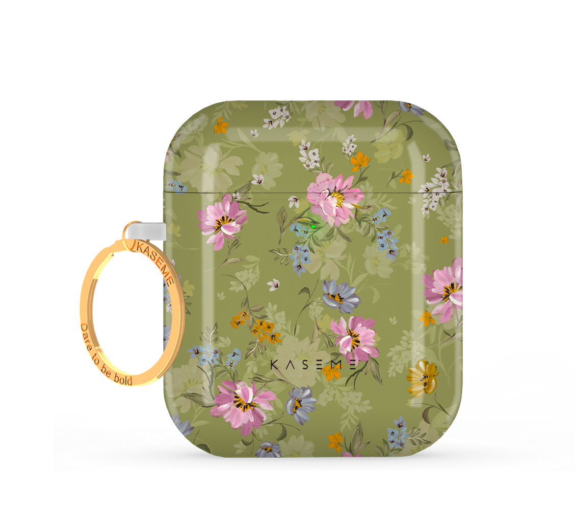 Seasonal Florals Green by Ellenkatie_ AirPods case