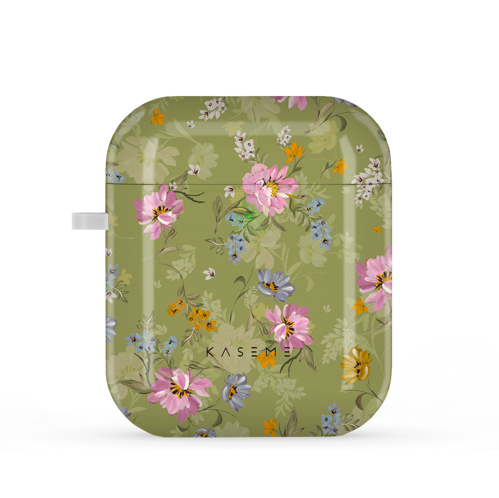Seasonal Florals Green by Ellenkatie_ AirPods case
