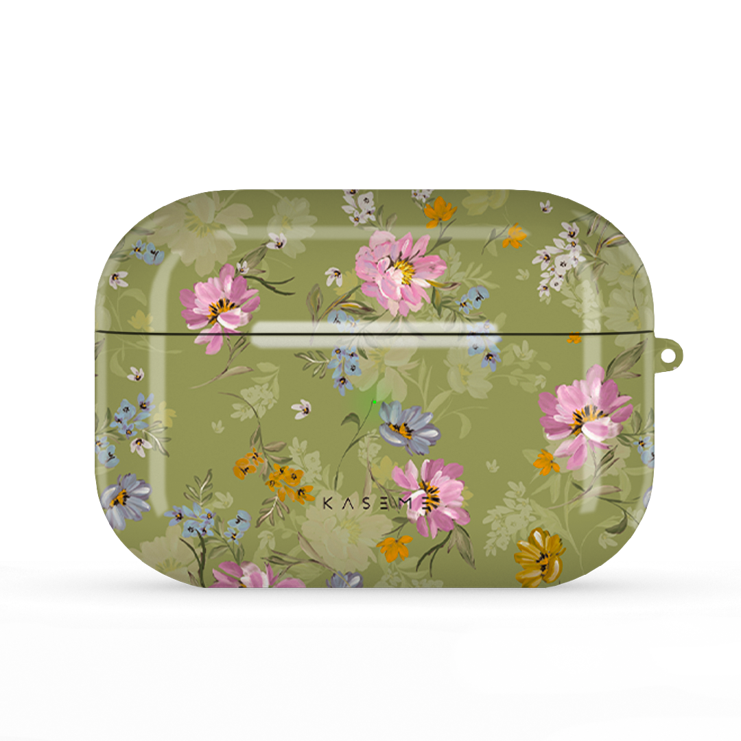 Seasonal Florals Green by Ellenkatie_ AirPods case