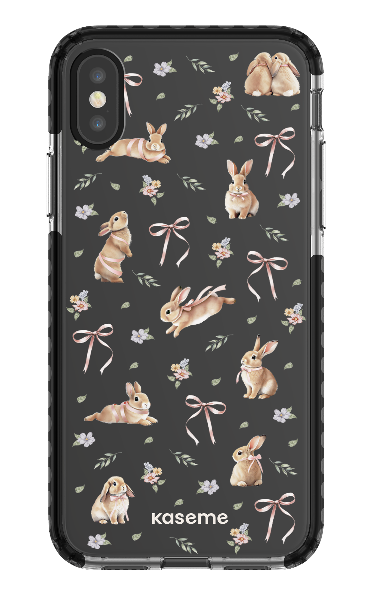 iPhone X/Xs Clear Case - Black Bunny Bloom Clear Case -