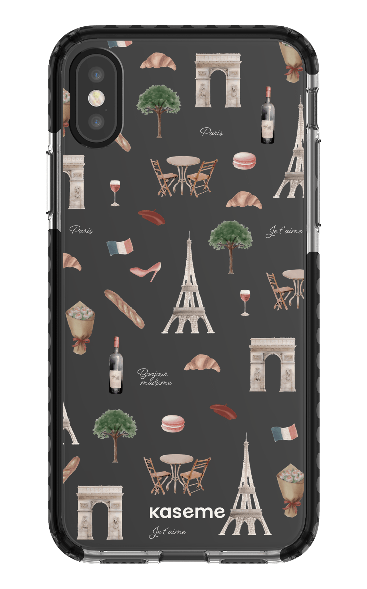 iPhone X/Xs Clear Case - Black Je t'aime Paris Clear Case -
