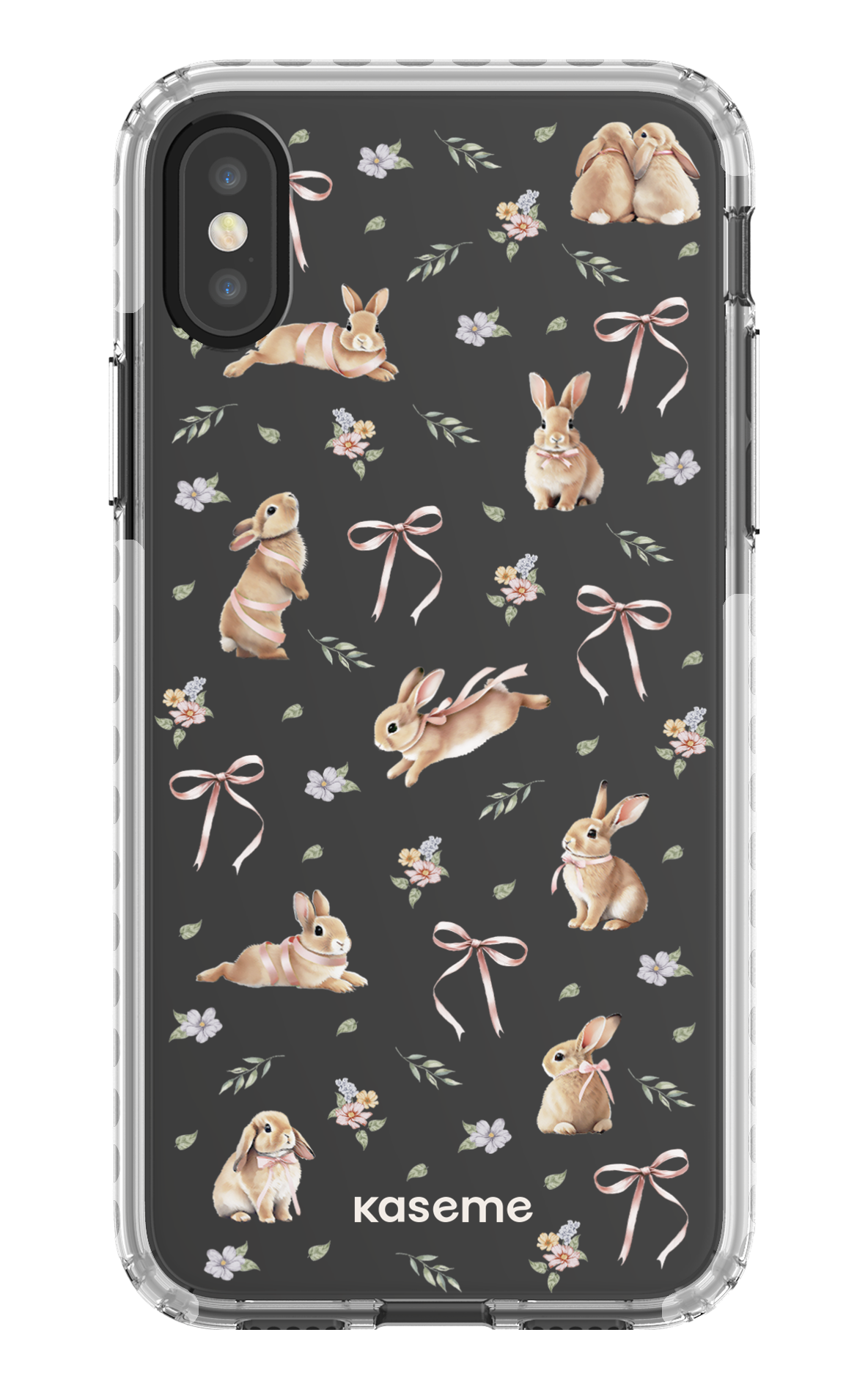 iPhone X/Xs Clear Case - White Bunny Bloom Clear Case -