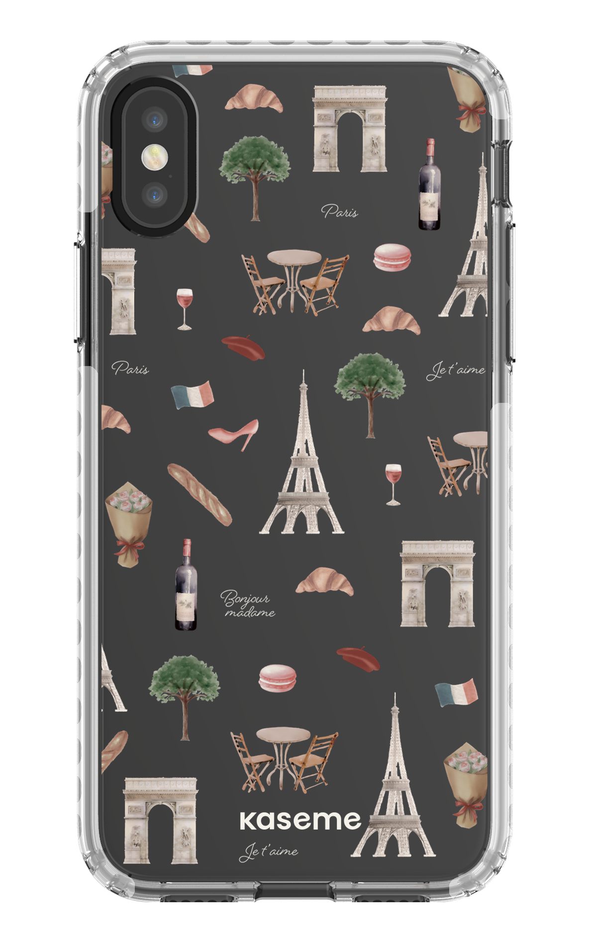 iPhone X/Xs Clear Case - White Je t'aime Paris Clear Case -