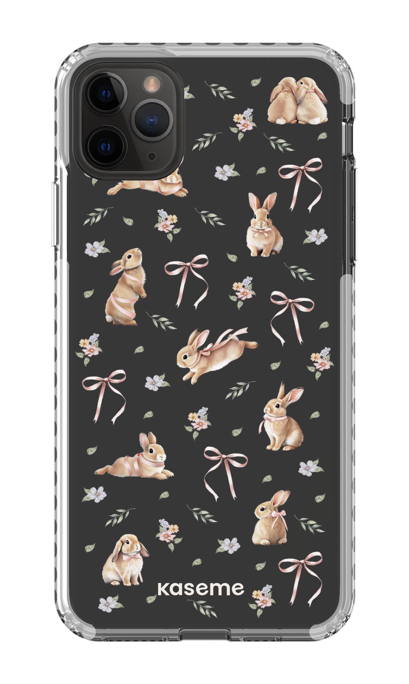 iPhone 11 Pro Max Clear Case - White Bunny Bloom Clear Case -