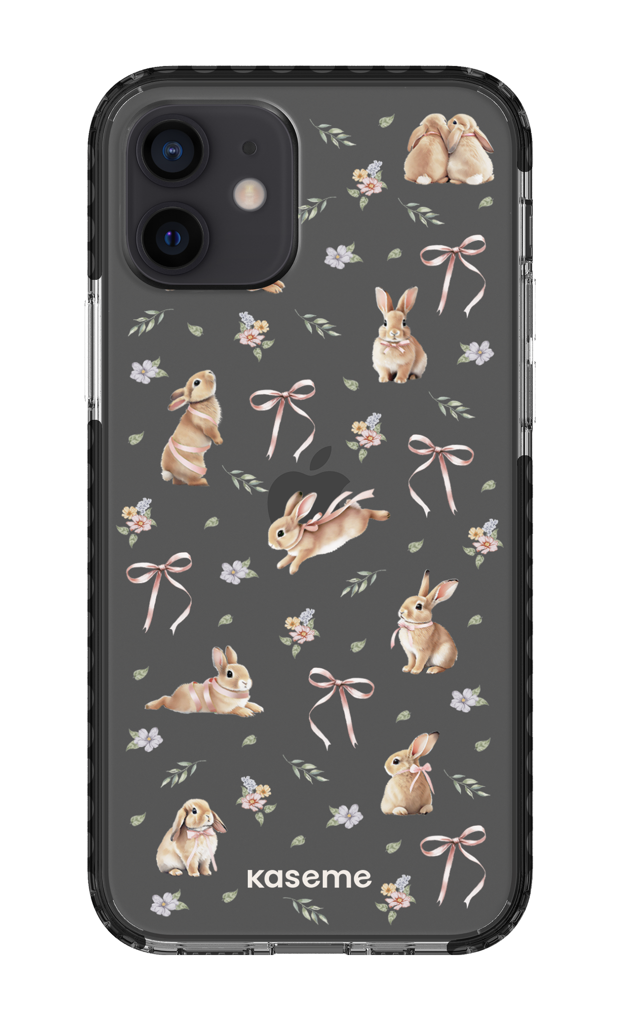 iPhone 12 Clear Case - Black Bunny Bloom Clear Case -