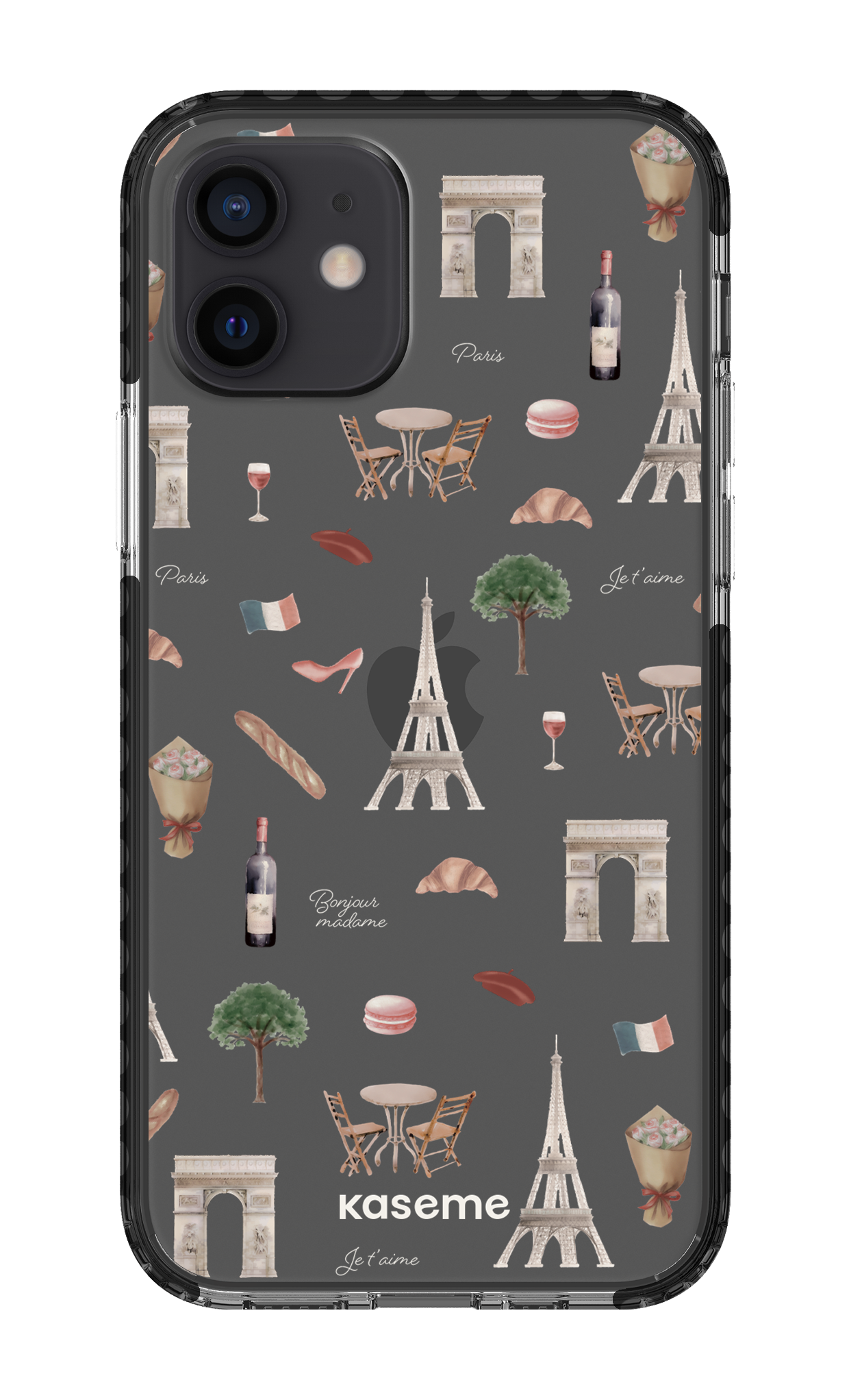 iPhone 12 Clear Case - Black Je t'aime Paris Clear Case -