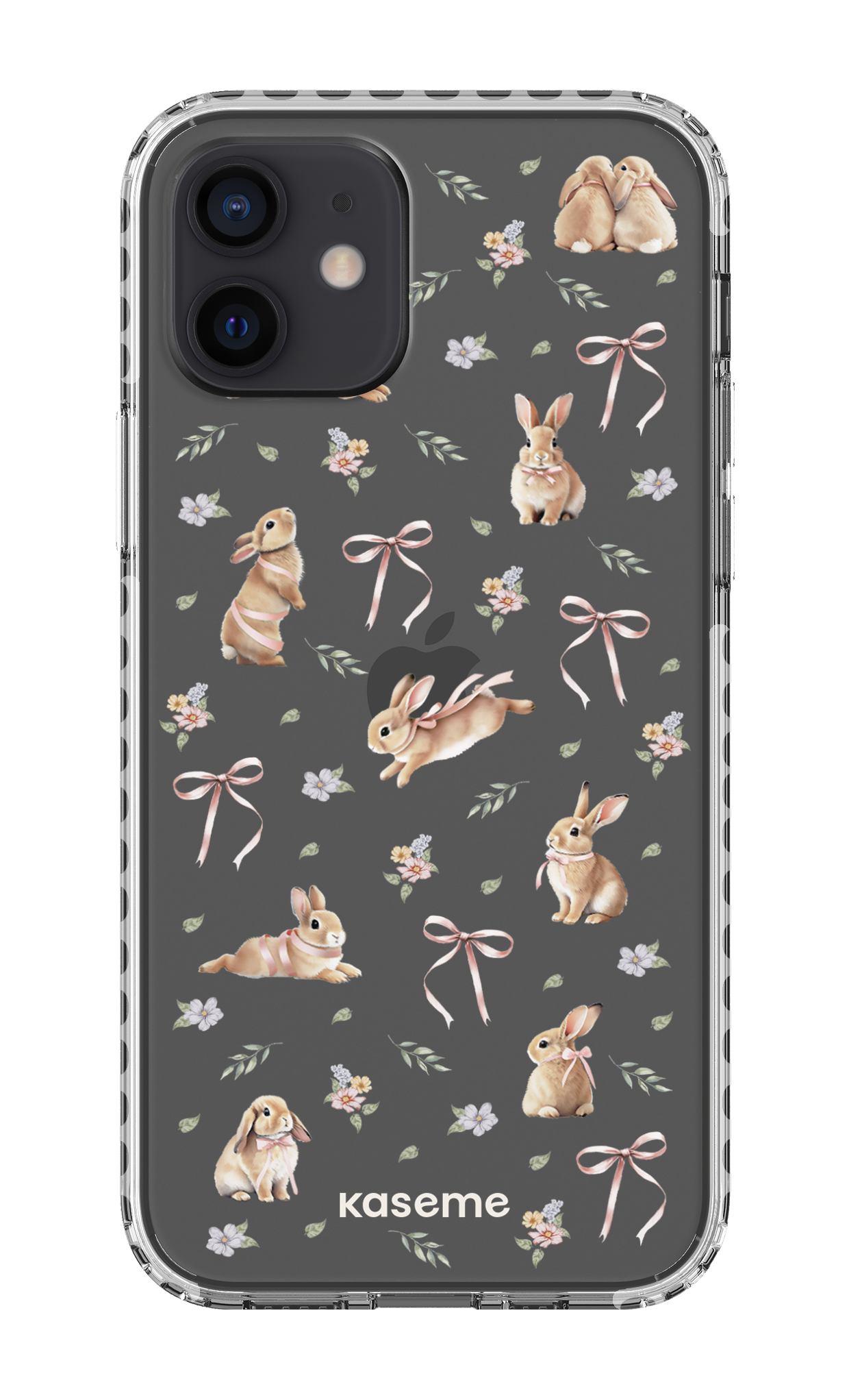 iPhone 12 Clear Case - White Bunny Bloom Clear Case -