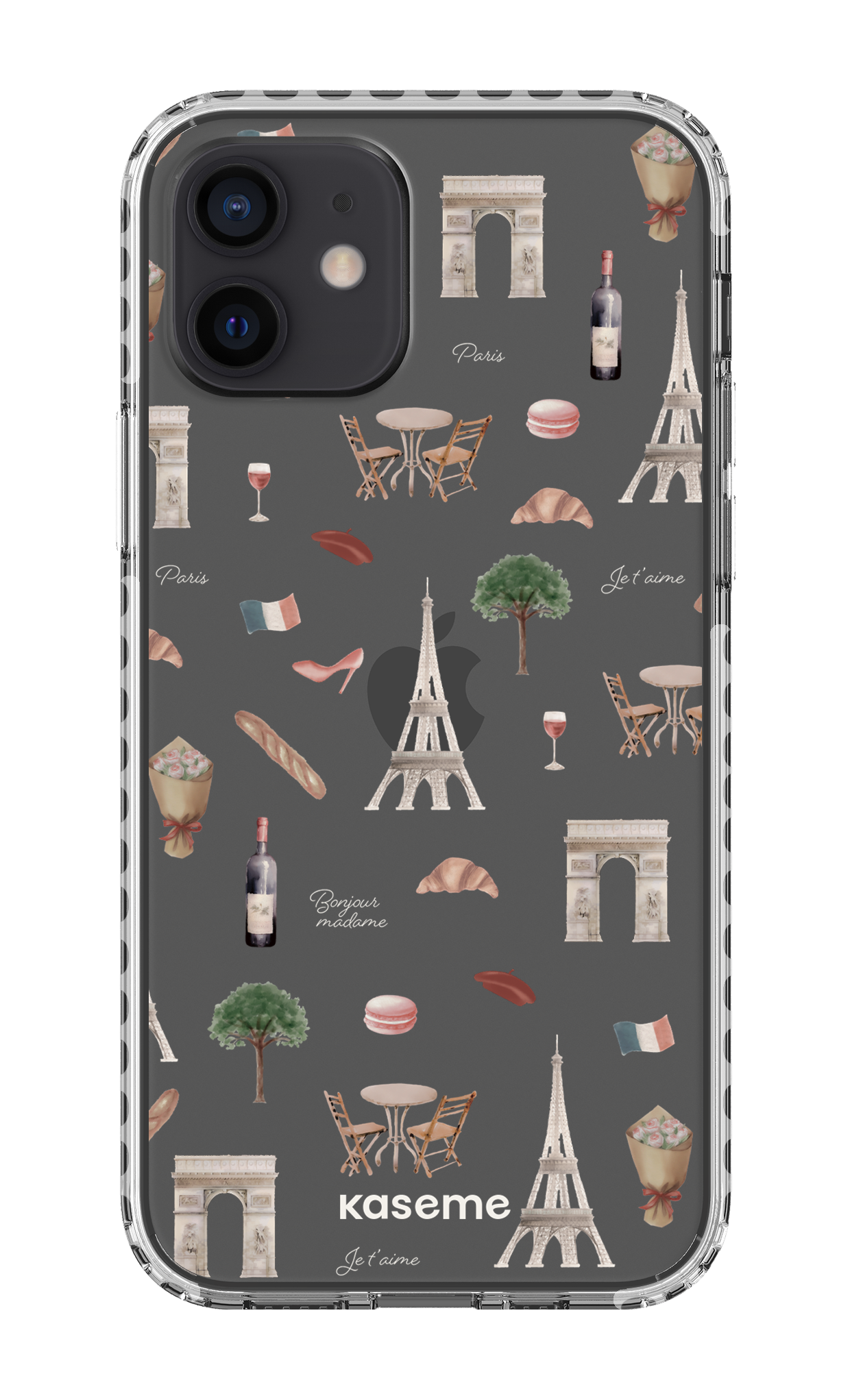 iPhone 12 Clear Case - White Je t'aime Paris Clear Case -