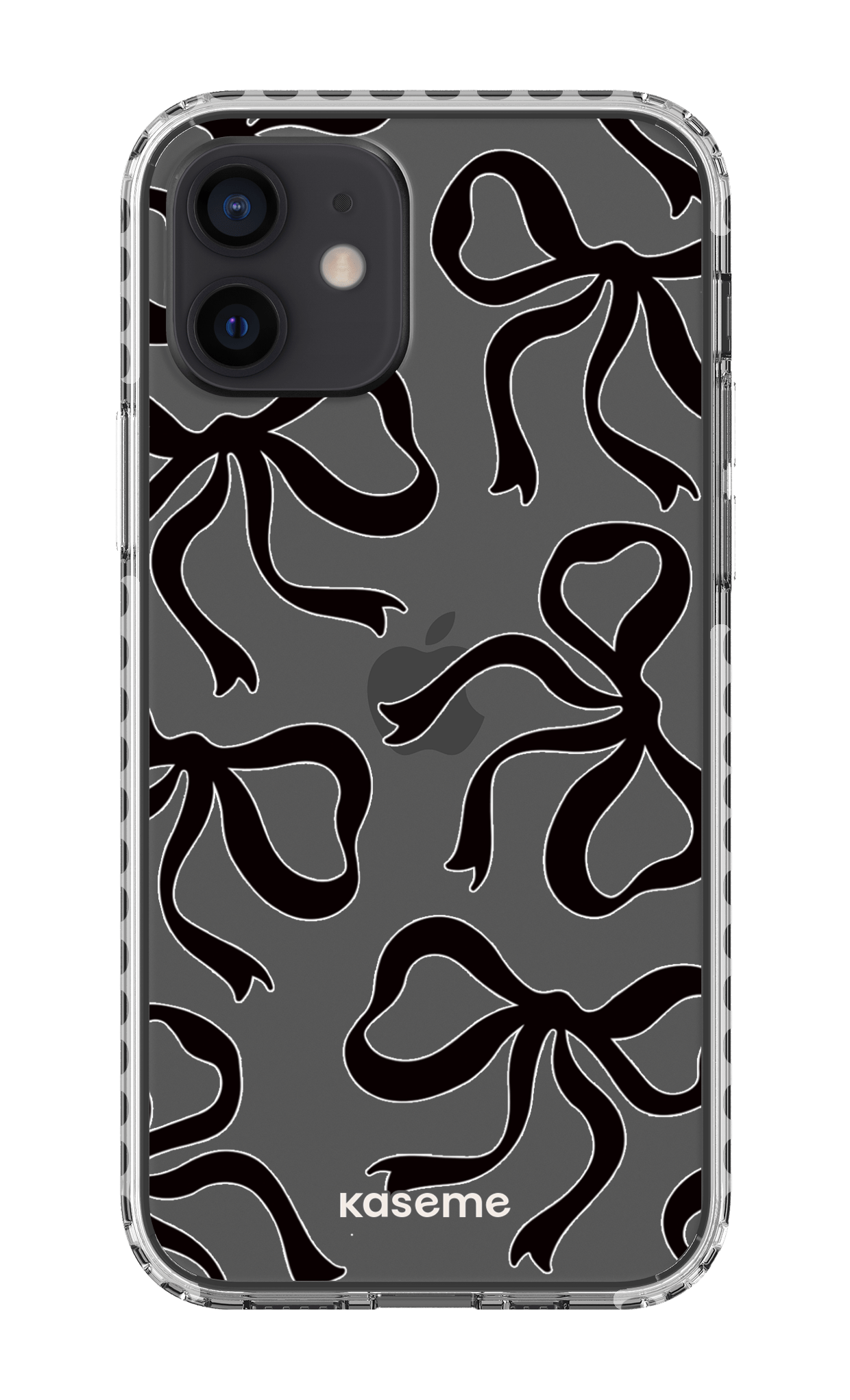 iPhone 12 Clear Case - White Lace Black Clear Case -