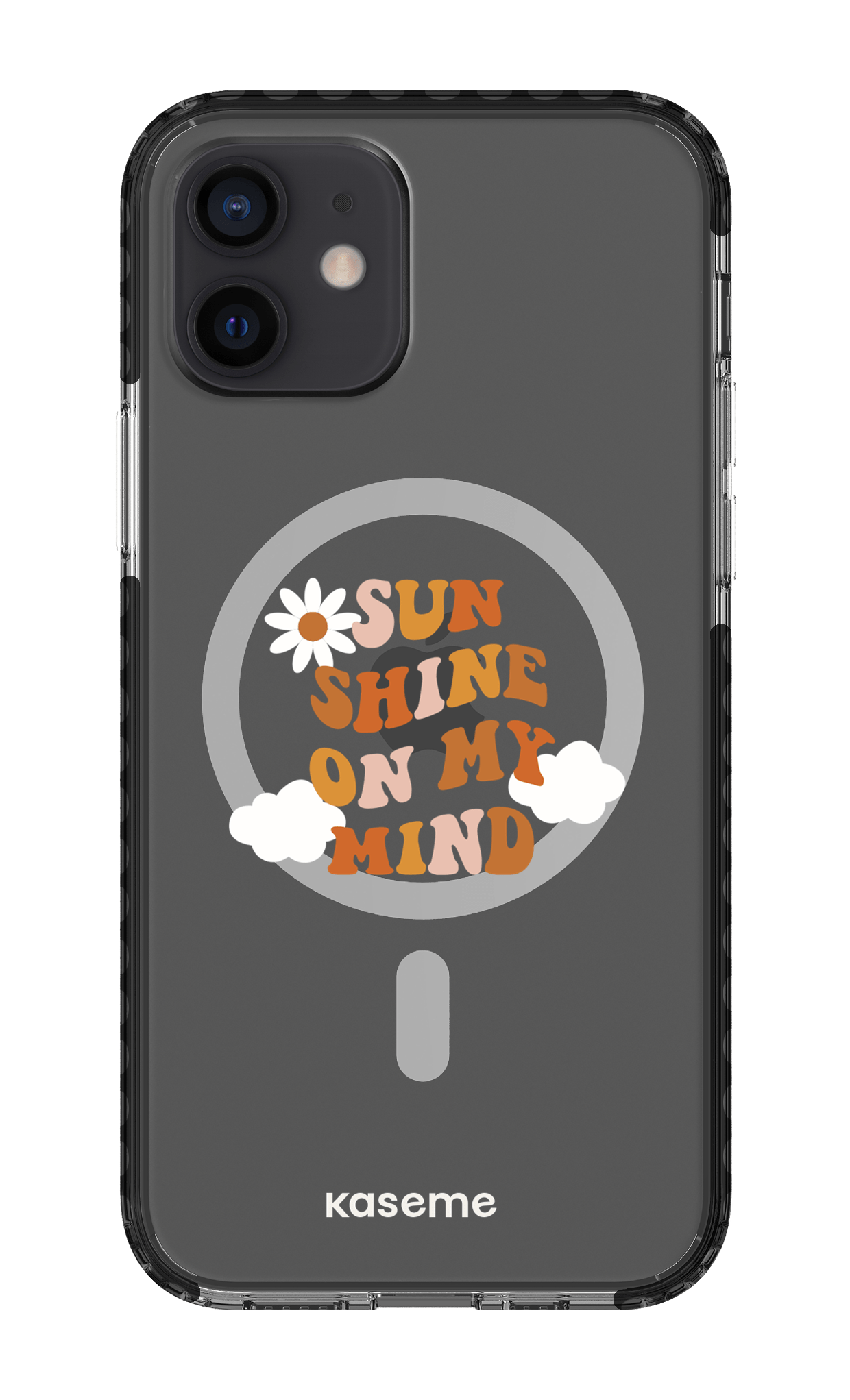 iPhone 12 Clear Case Magsafe - Black Cheerful Clear Case -