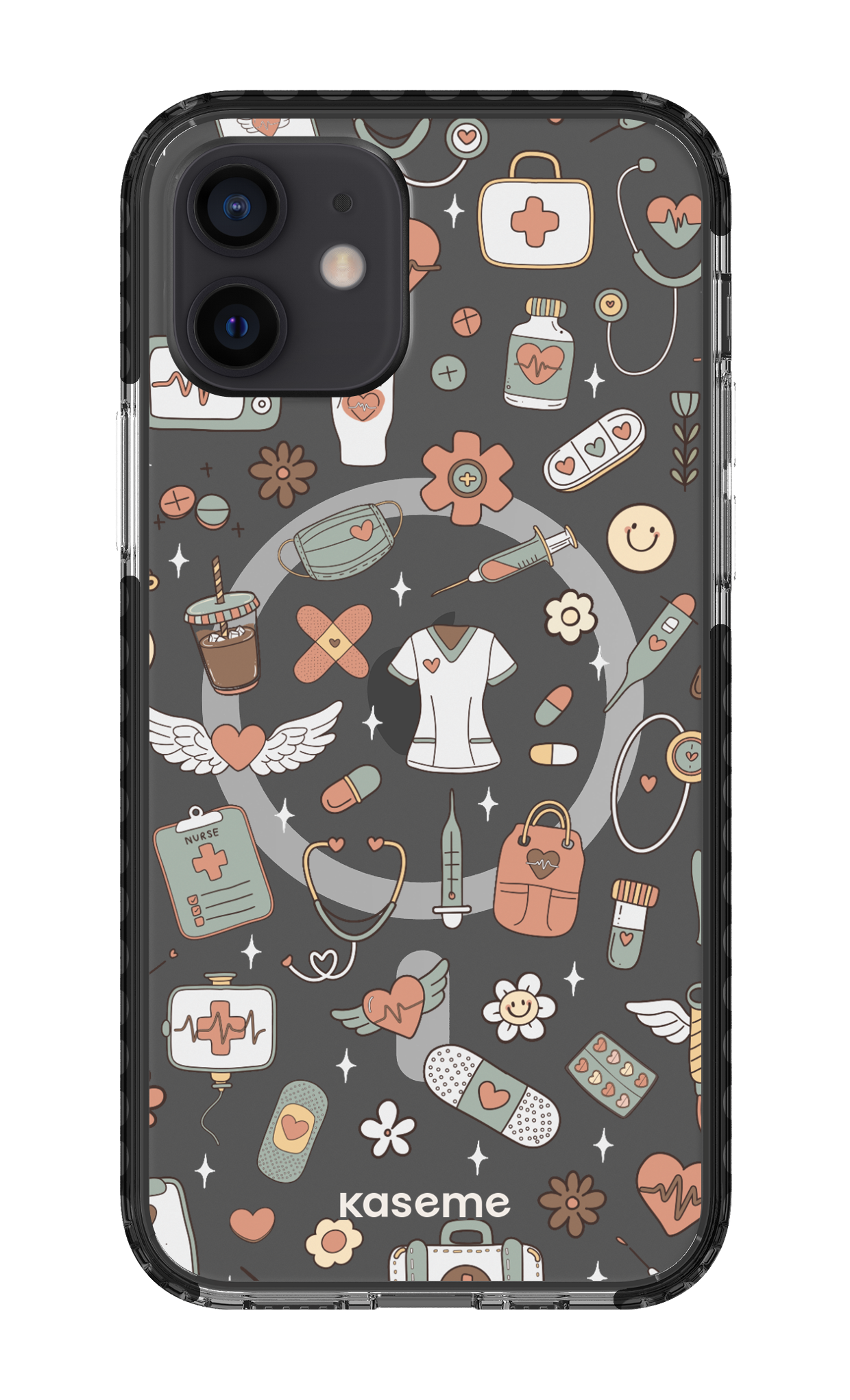 iPhone 12 Clear Case Magsafe - Black Code Clear Case -