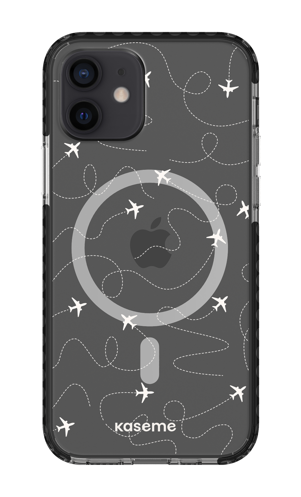 iPhone 12 Clear Case Magsafe - Black Globetrotter Clear Case -