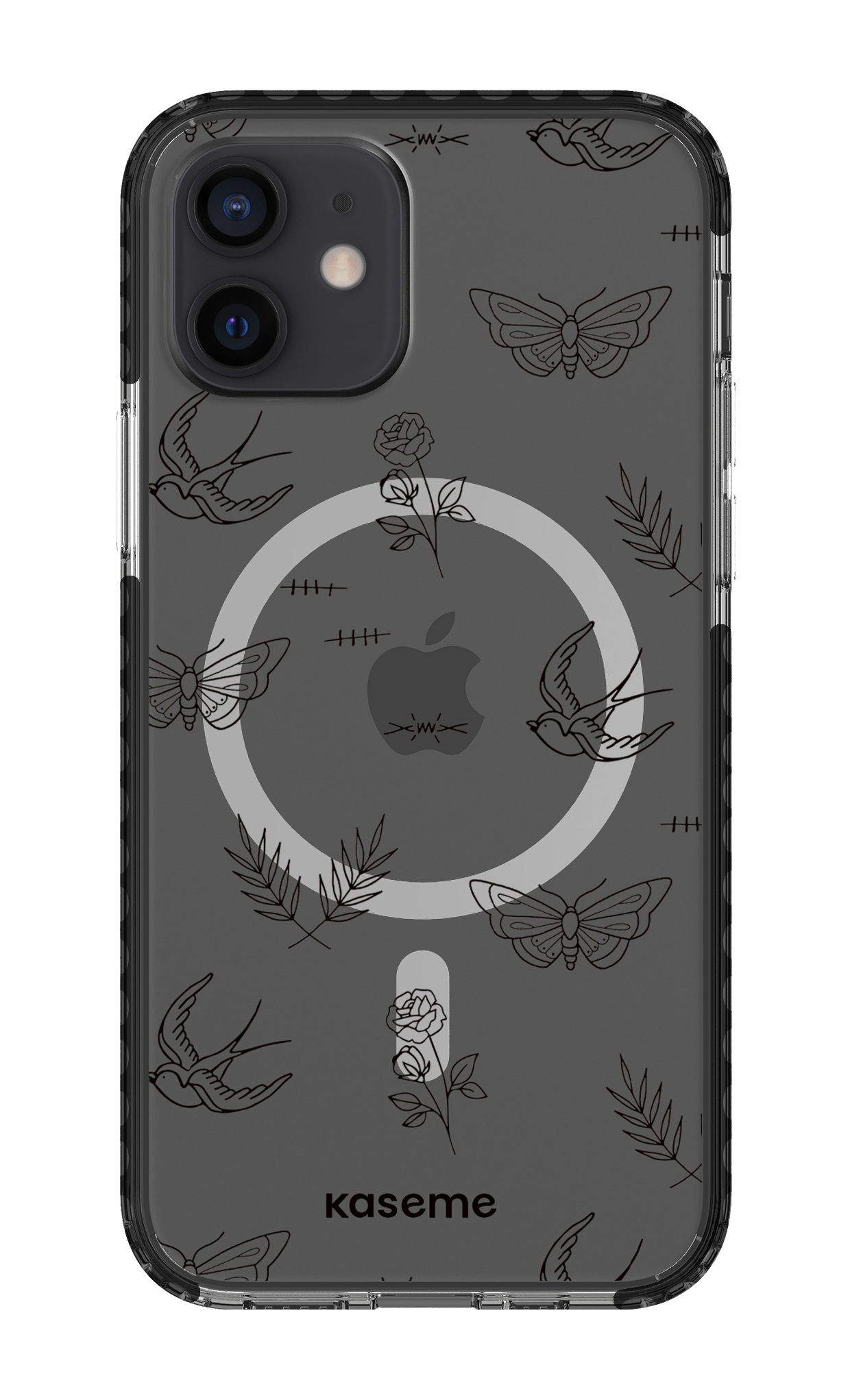 iPhone 12 Clear Case Magsafe - Black Ink clear case -