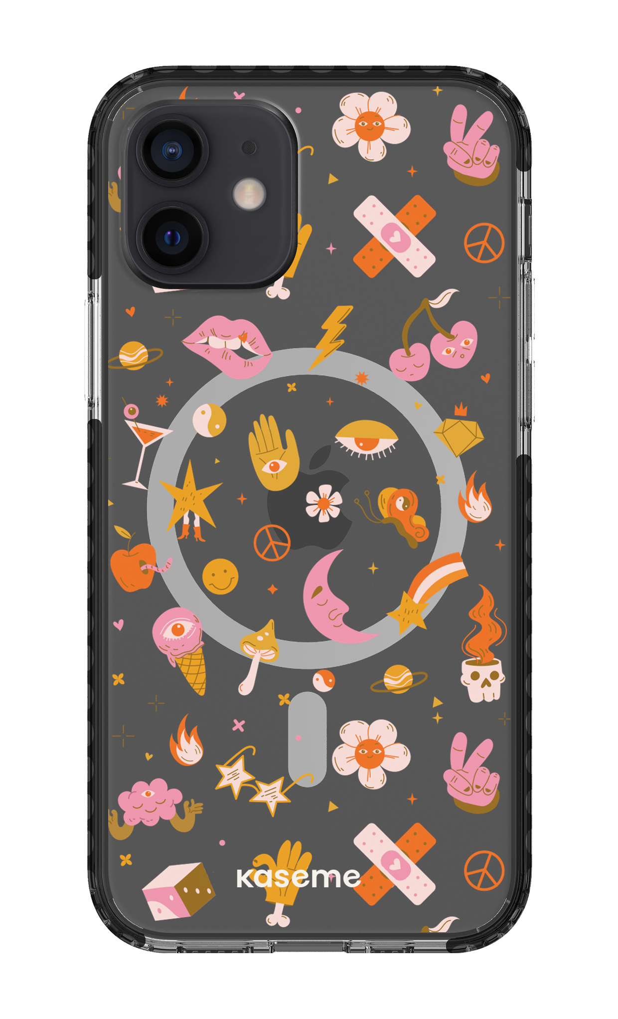 iPhone 12 Clear Case Magsafe - Black Psycho Clear Case -