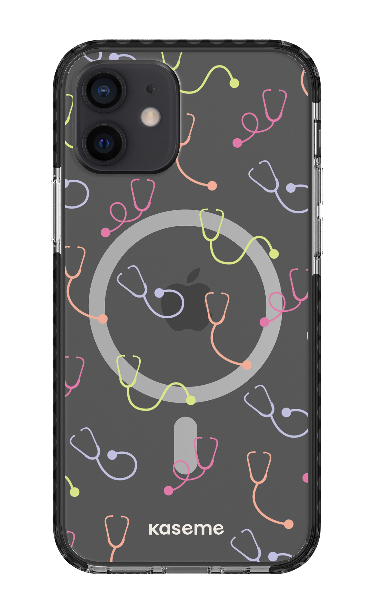 iPhone 12 Clear Case Magsafe - Black Pulse Clear Case -