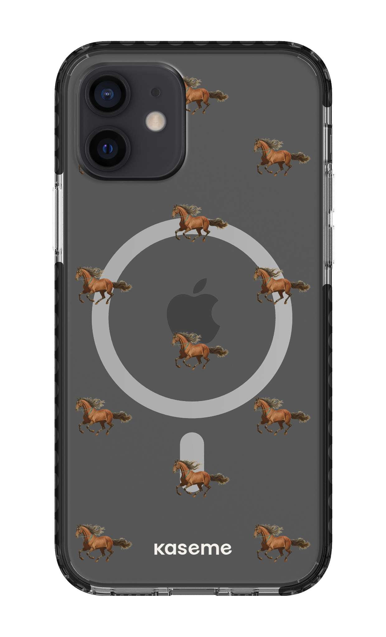 iPhone 12 Clear Case Magsafe - Black Saddle Clear Case -