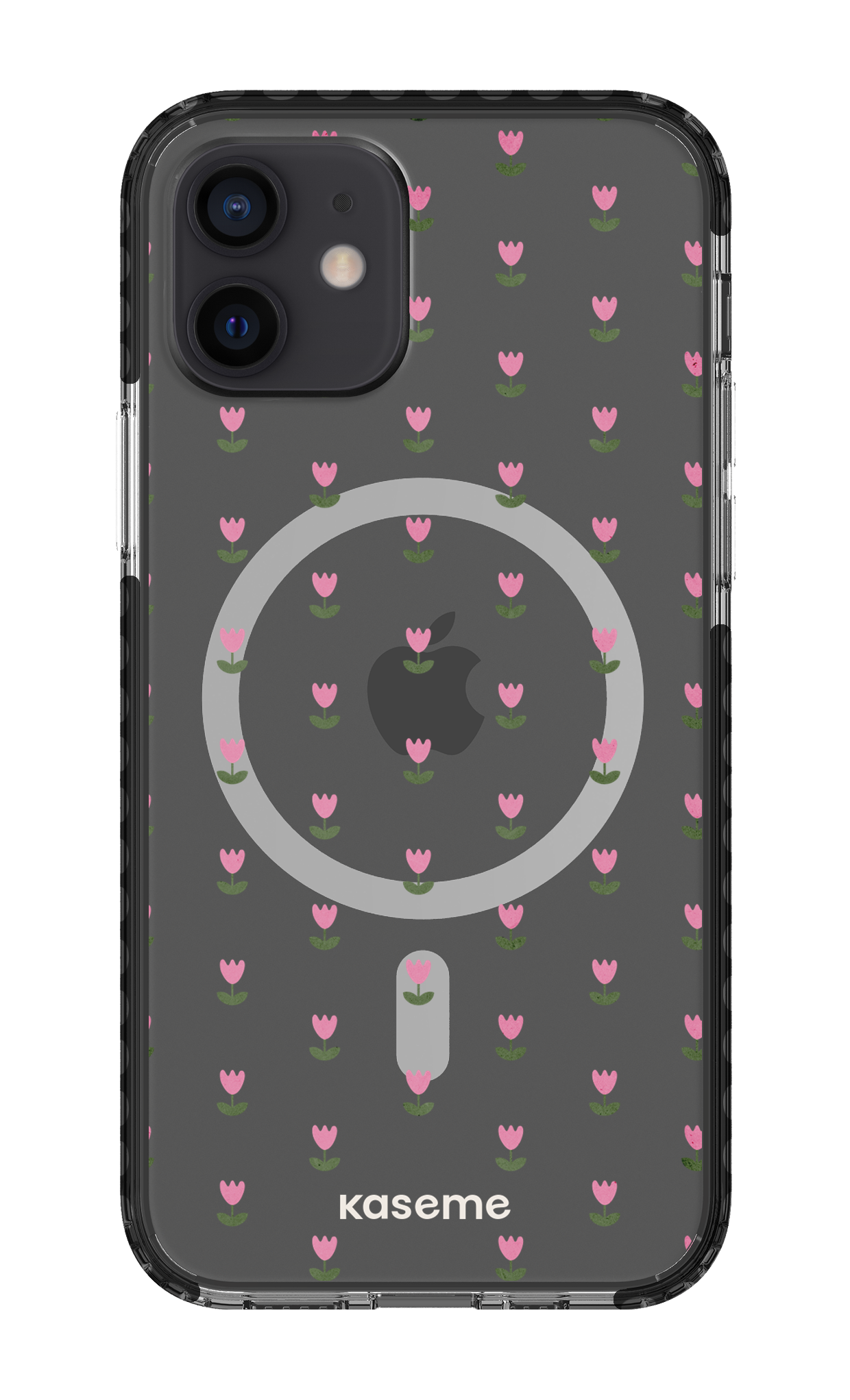 iPhone 12 Clear Case Magsafe - Black Triumph Pink Clear Case -