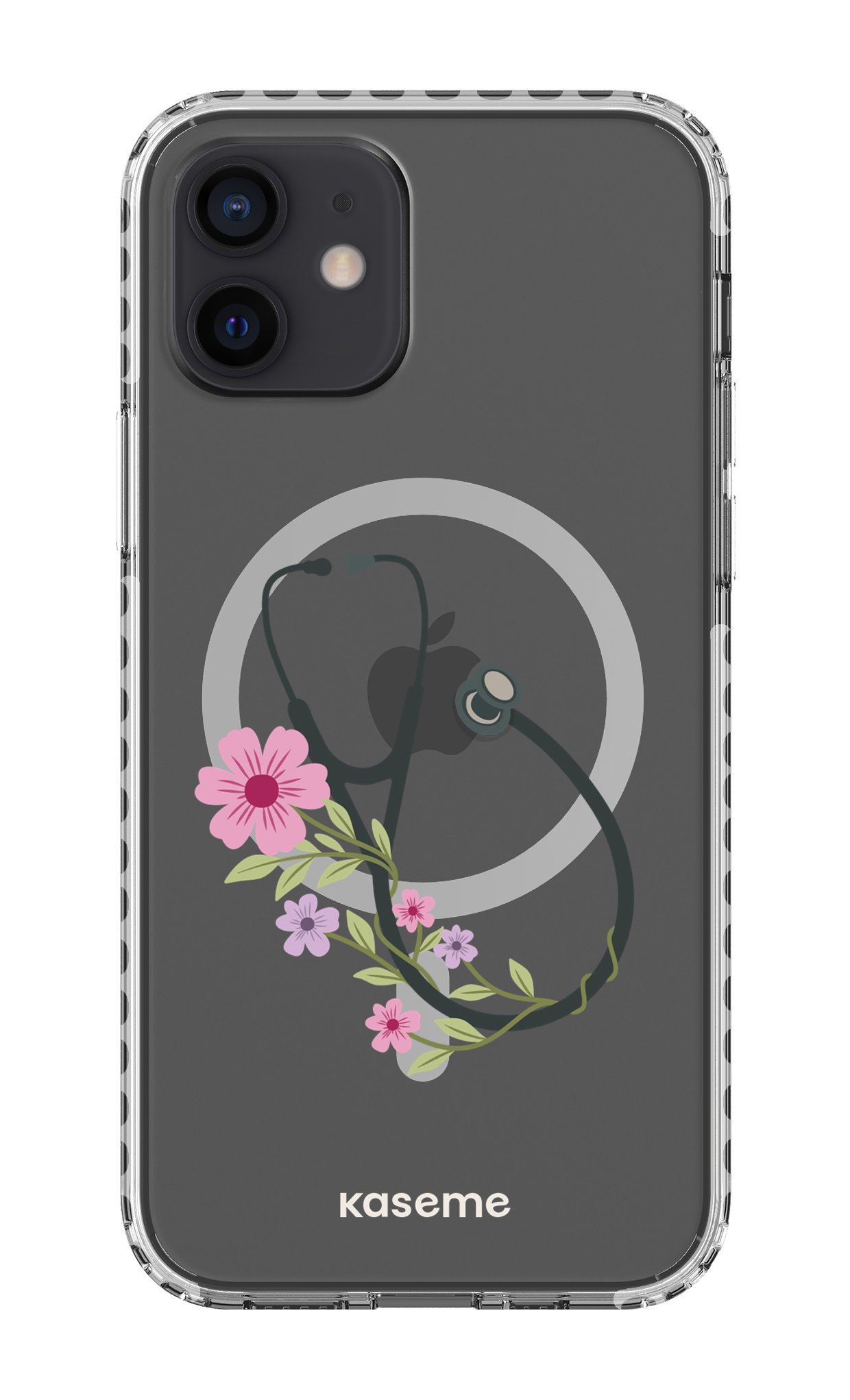 iPhone 12 Clear Case Magsafe - White Blossom Beat Clear Case -