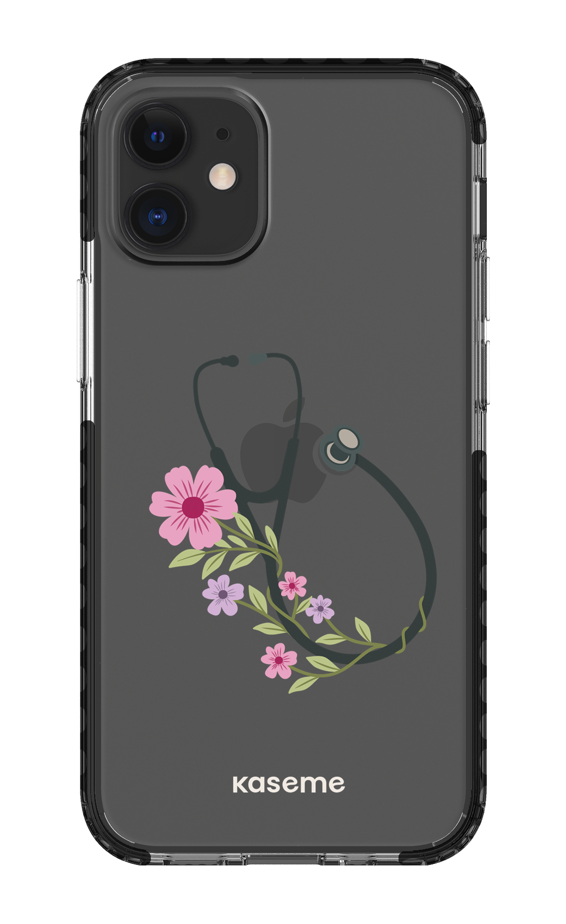 iPhone 12 Mini Clear Case - Black Blossom Beat Clear Case -