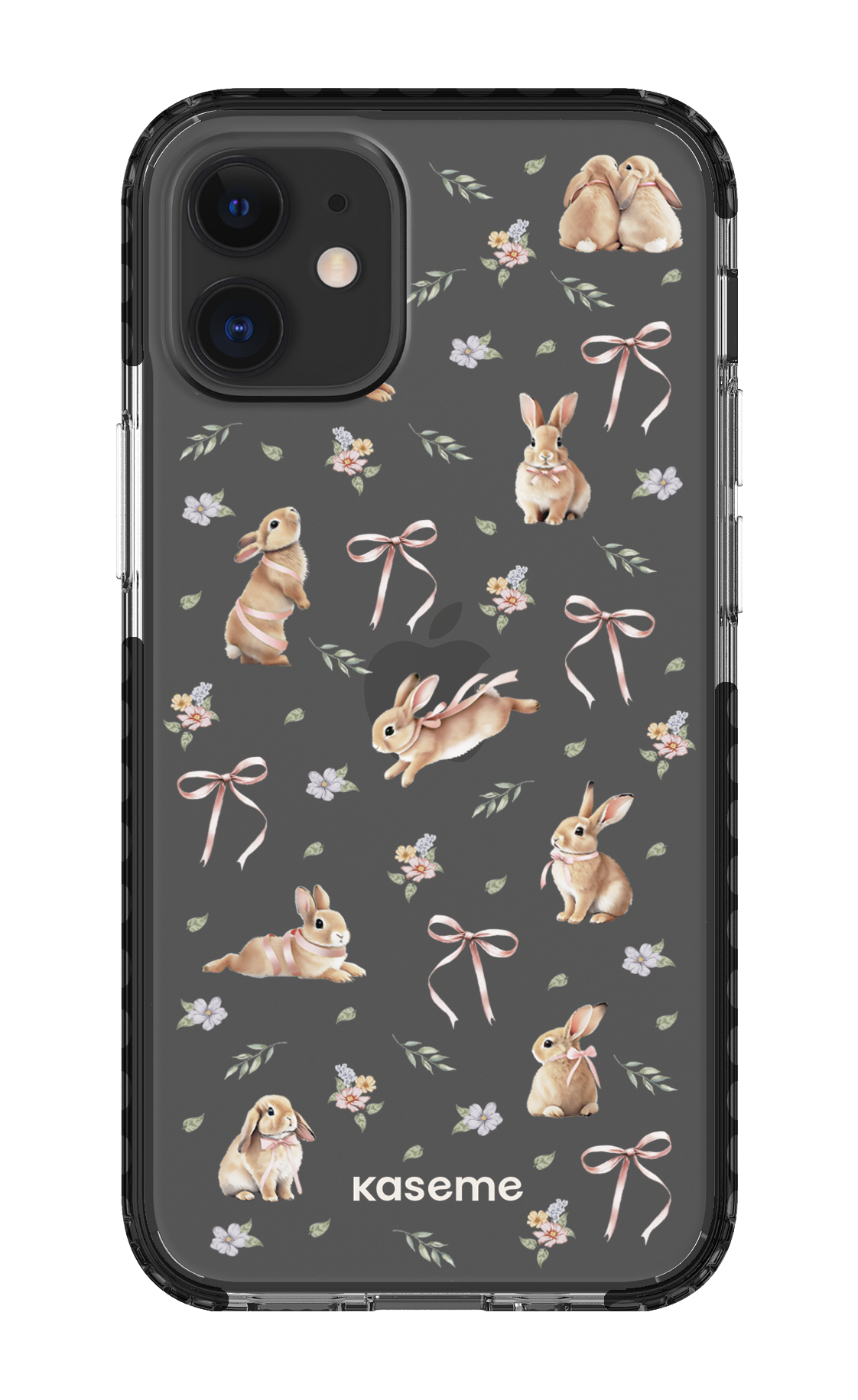iPhone 12 Mini Clear Case - Black Bunny Bloom Clear Case -