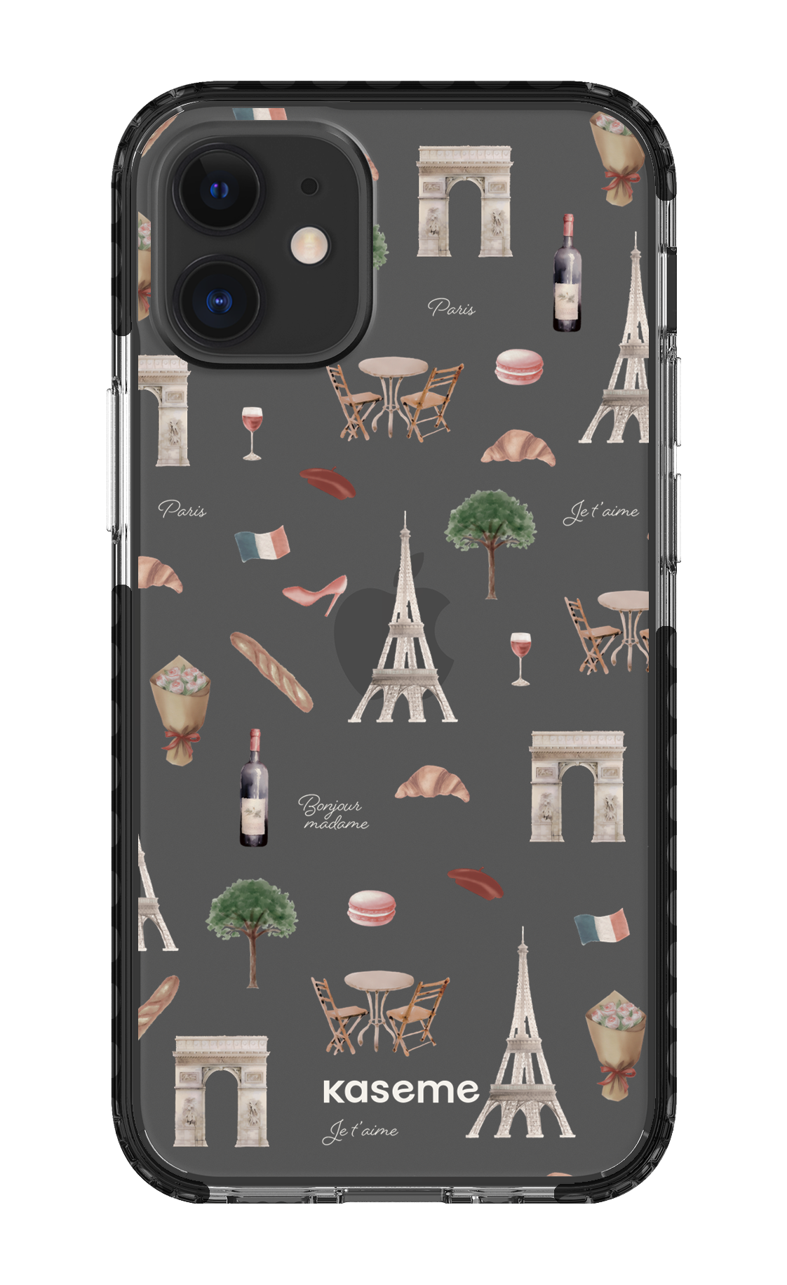 iPhone 12 Mini Clear Case - Black Je t'aime Paris Clear Case -