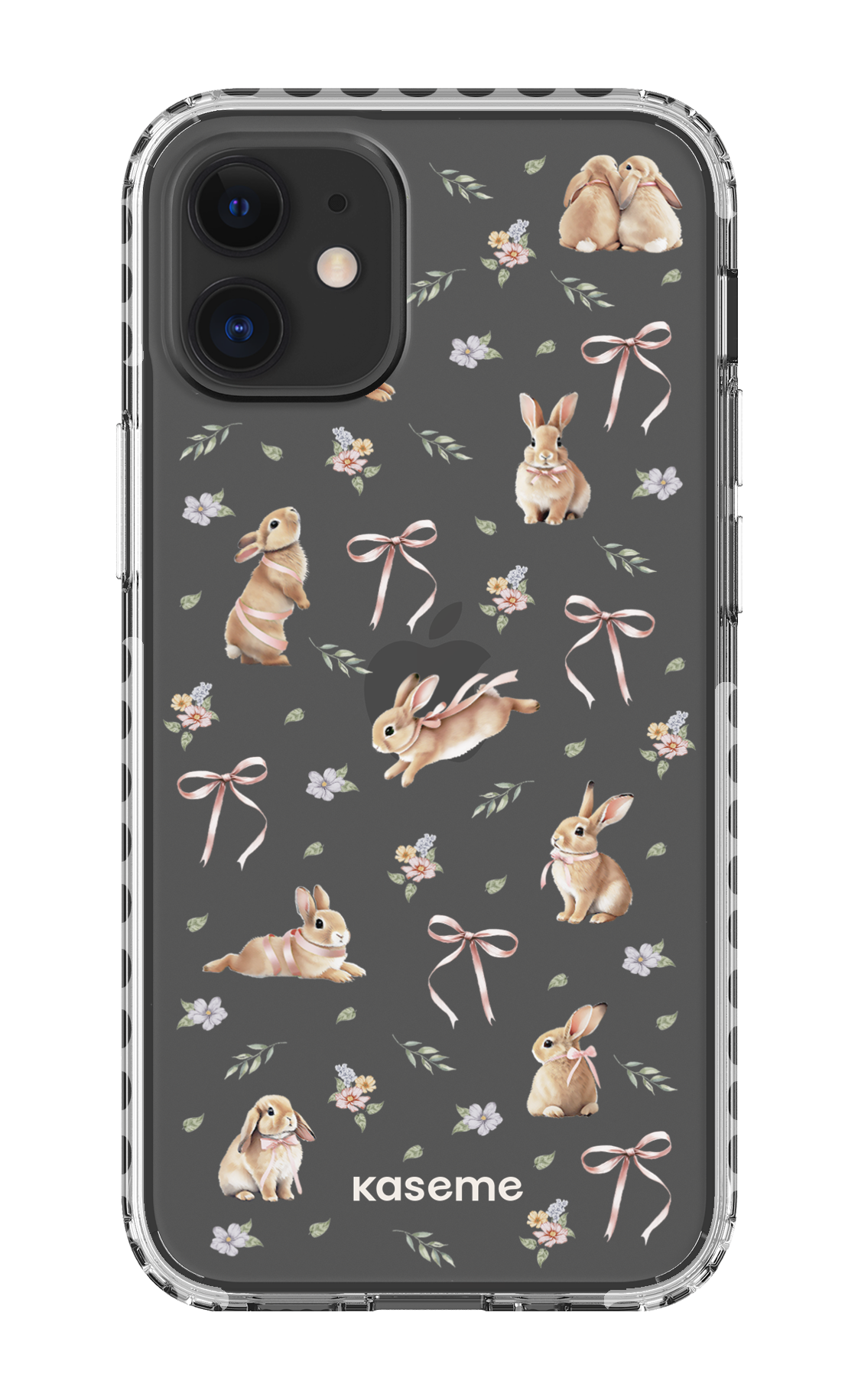 iPhone 12 Mini Clear Case - White Bunny Bloom Clear Case -