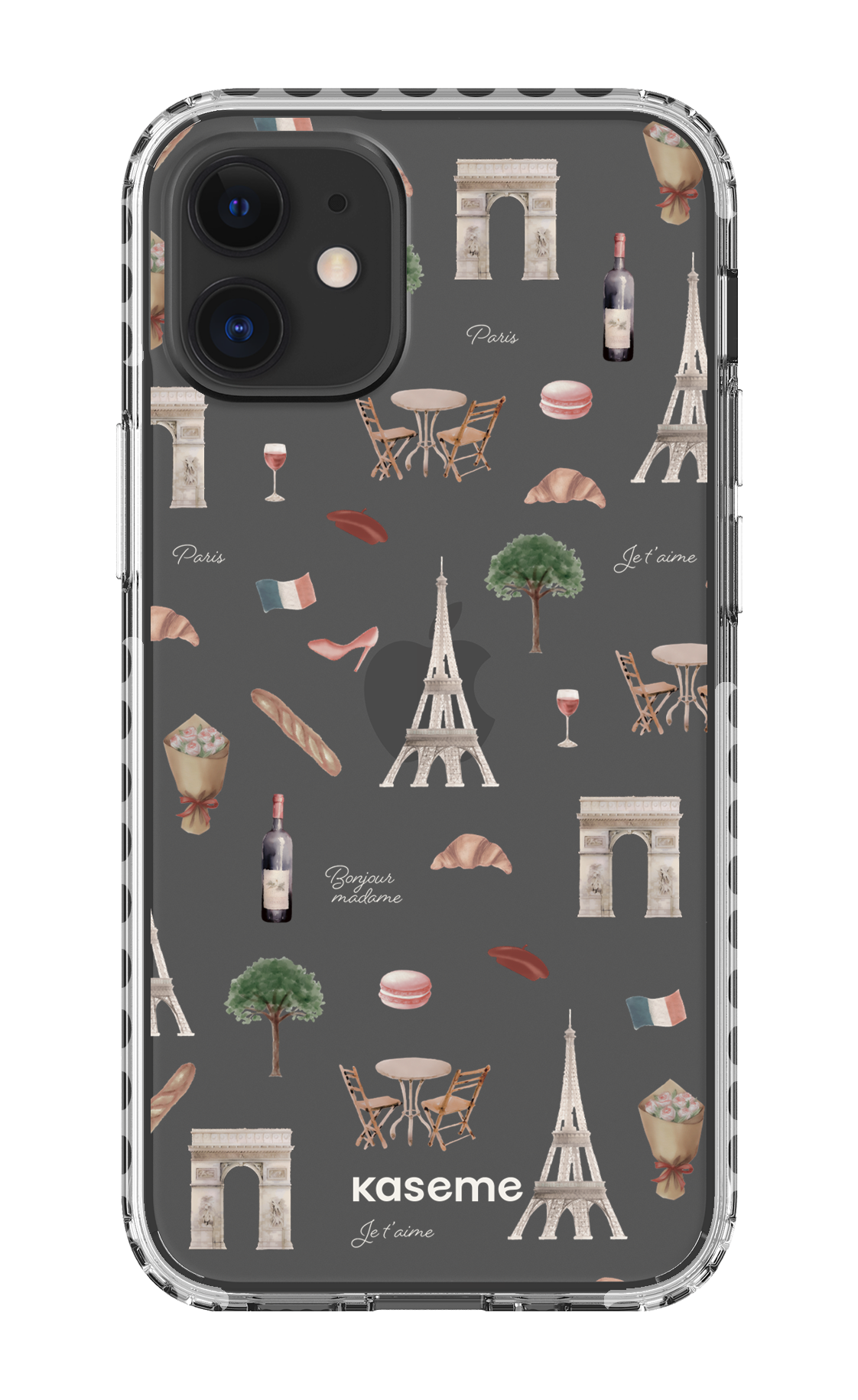 iPhone 12 Mini Clear Case - White Je t'aime Paris Clear Case -