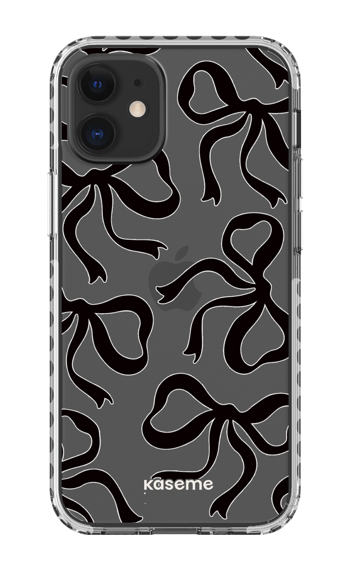 iPhone 12 Mini Clear Case - White Lace Black Clear Case -