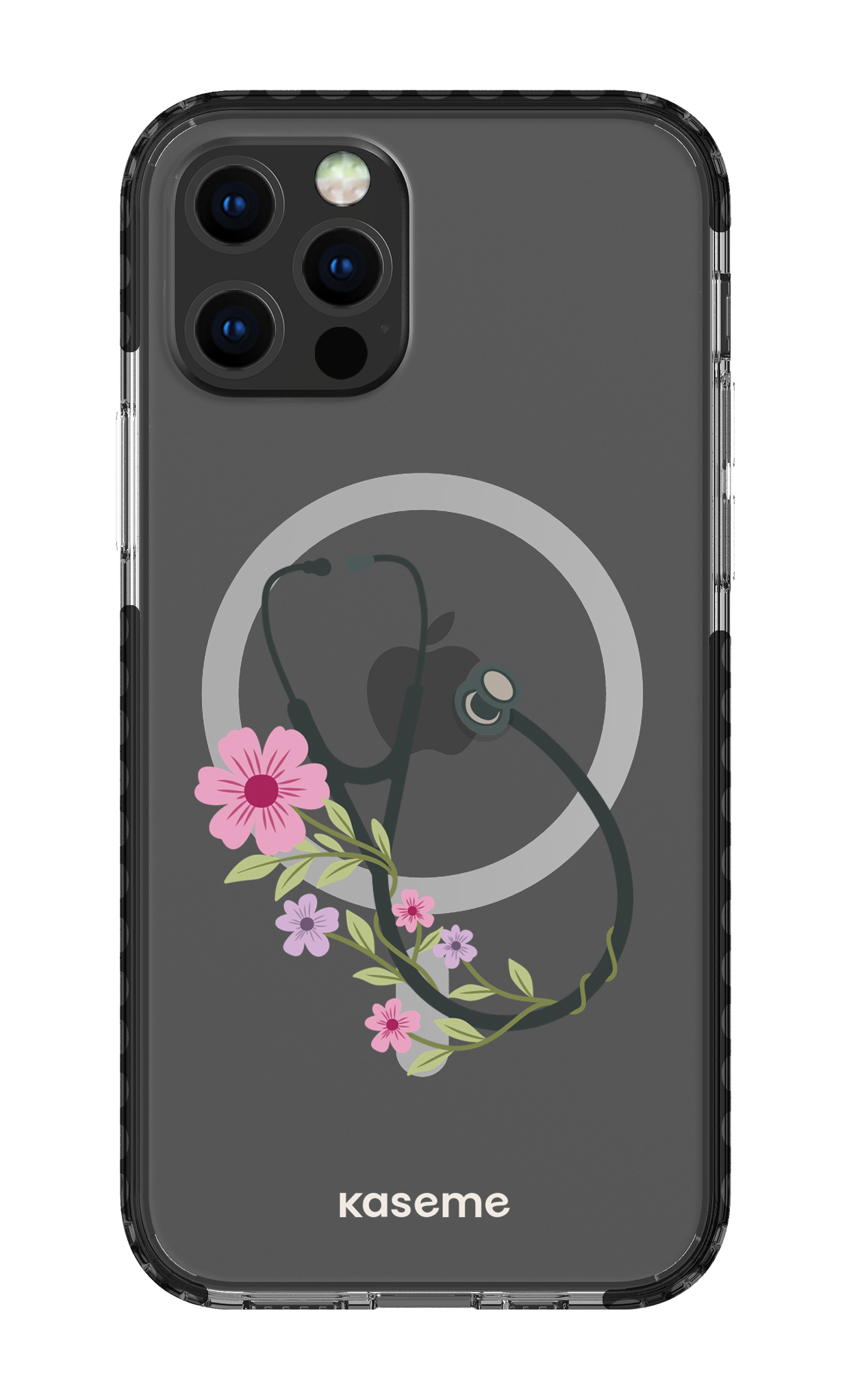 iPhone 12 Pro Clear Case Magsafe - Black Blossom Beat Clear Case -