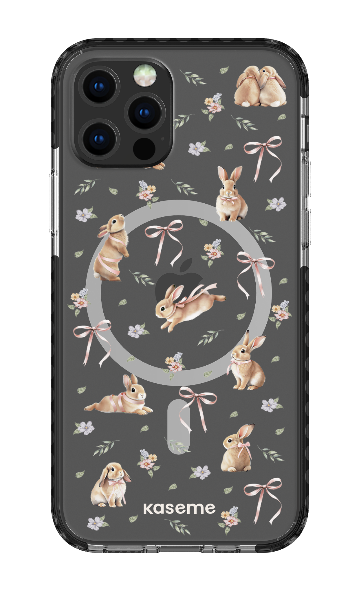 iPhone 12 Pro Clear Case Magsafe - Black Bunny Bloom Clear Case -
