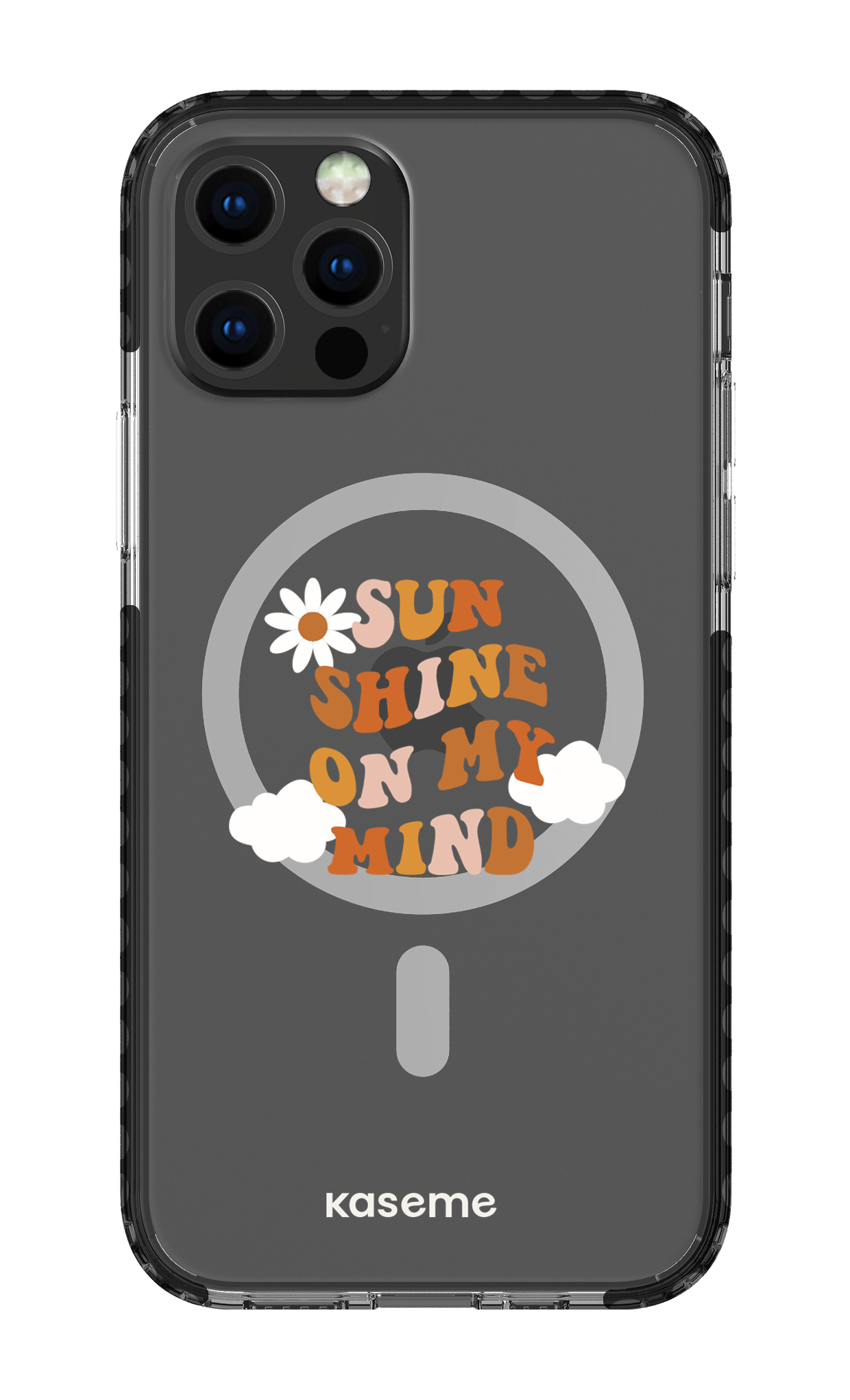 iPhone 12 Pro Clear Case Magsafe - Black Cheerful Clear Case -