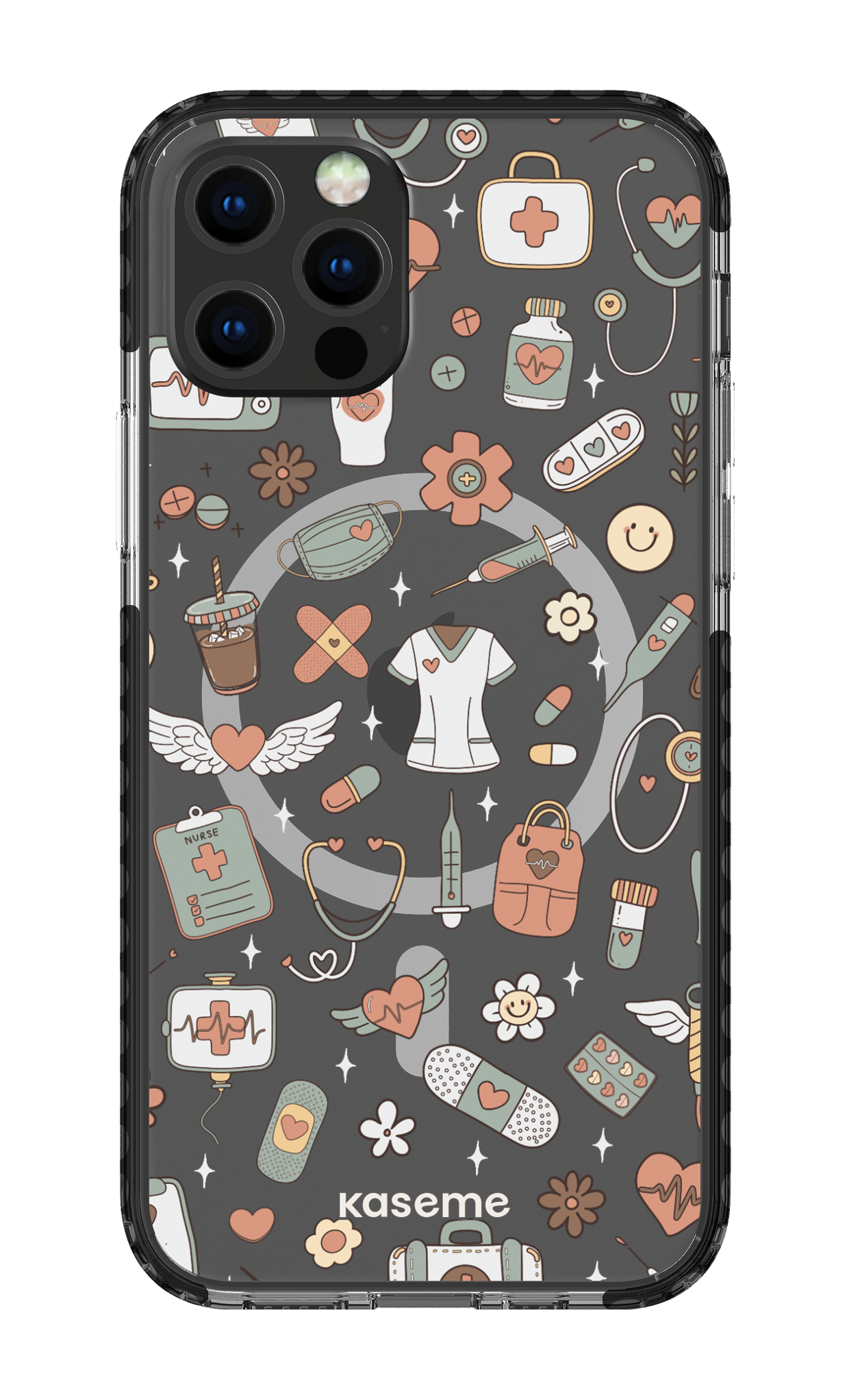 iPhone 12 Pro Clear Case Magsafe - Black Code Clear Case -