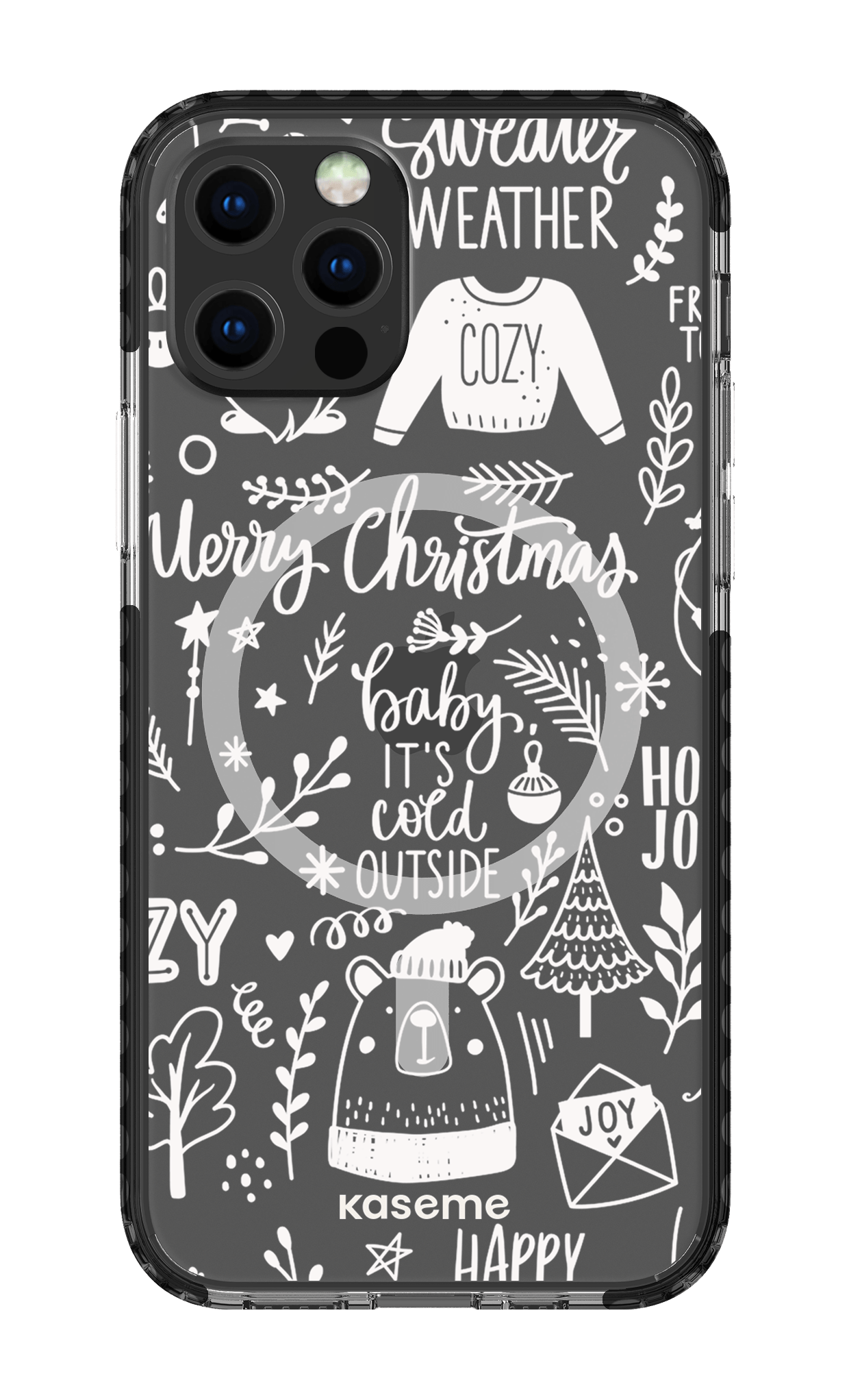 iPhone 12 Pro Clear Case Magsafe - Black Cold Nights Clear Case -