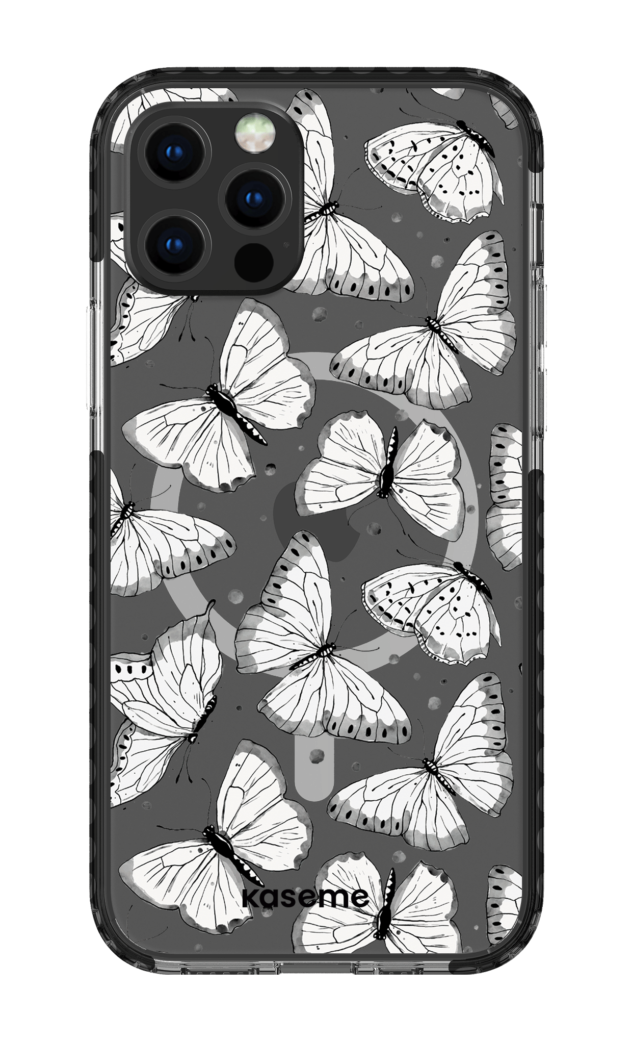 iPhone 12 Pro Clear Case Magsafe - Black Float Clear Case -