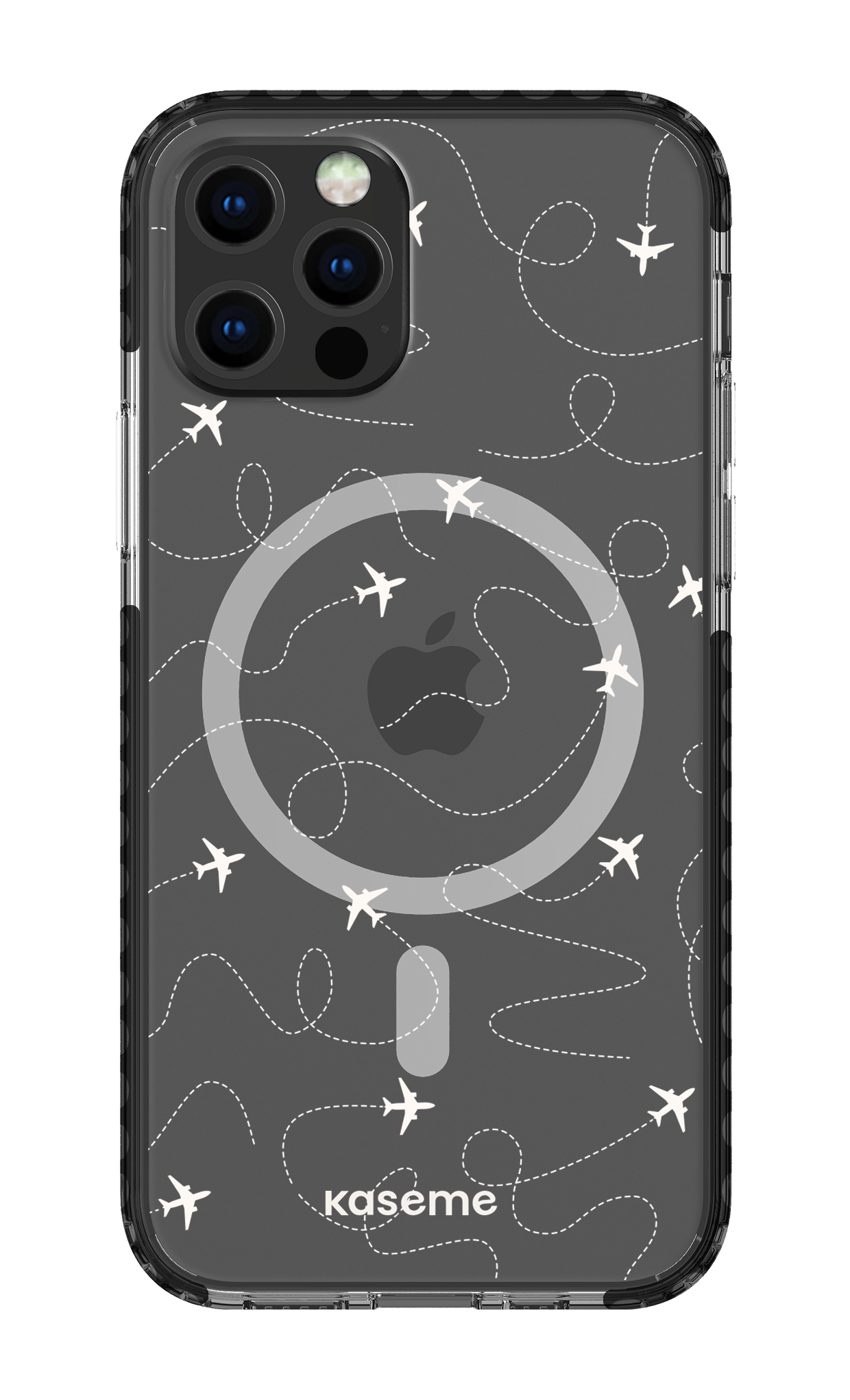 iPhone 12 Pro Clear Case Magsafe - Black Globetrotter Clear Case -