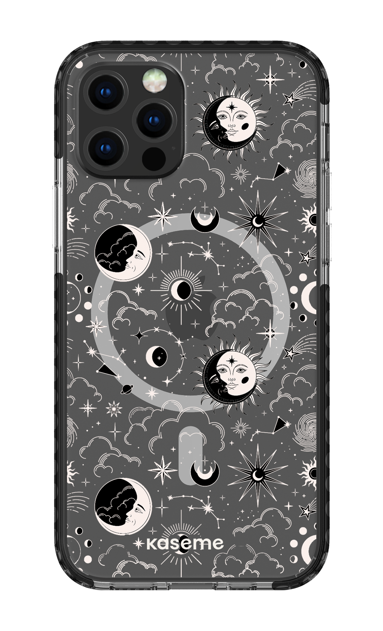 iPhone 12 Pro Clear Case Magsafe - Black Milky Way White Clear Case -