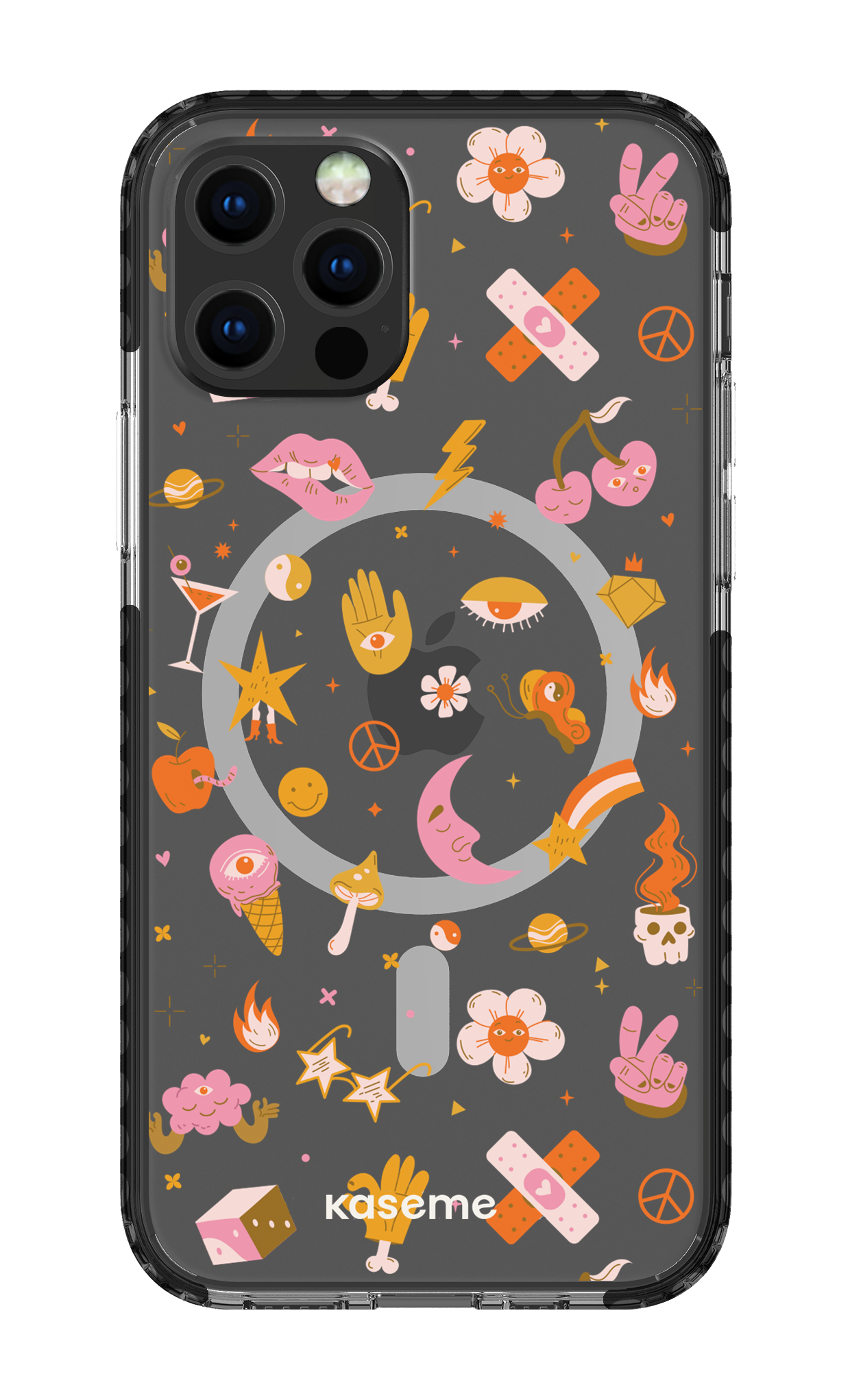 iPhone 12 Pro Clear Case Magsafe - Black Psycho Clear Case -