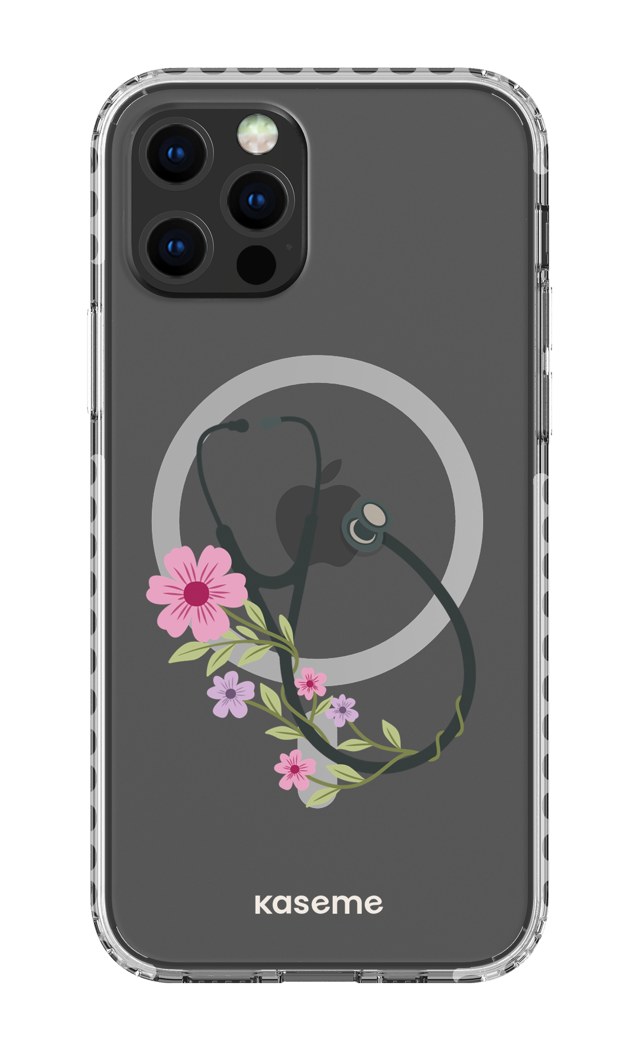 iPhone 12 Pro Clear Case Magsafe - White Blossom Beat Clear Case -