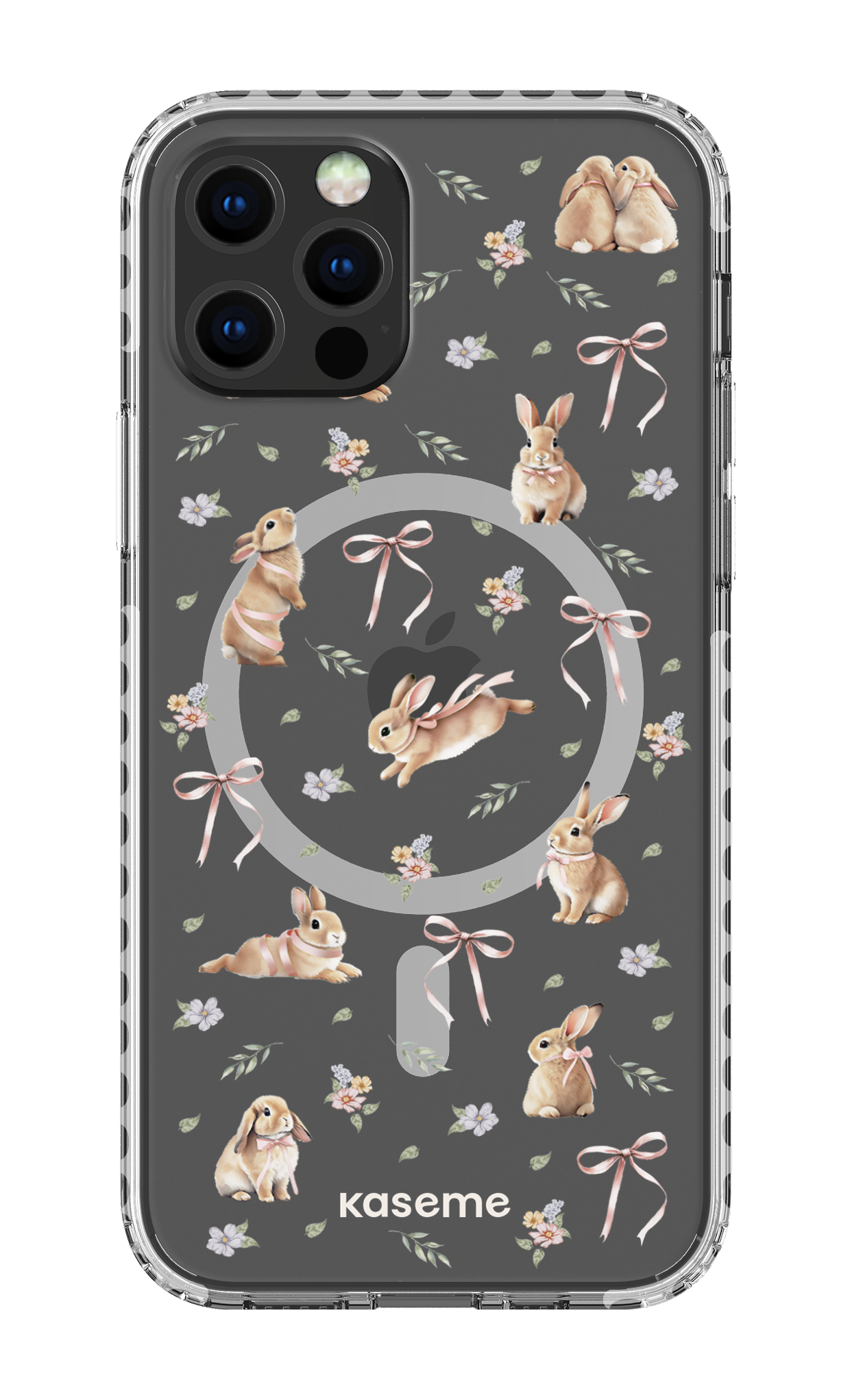 iPhone 12 Pro Clear Case Magsafe - White Bunny Bloom Clear Case -