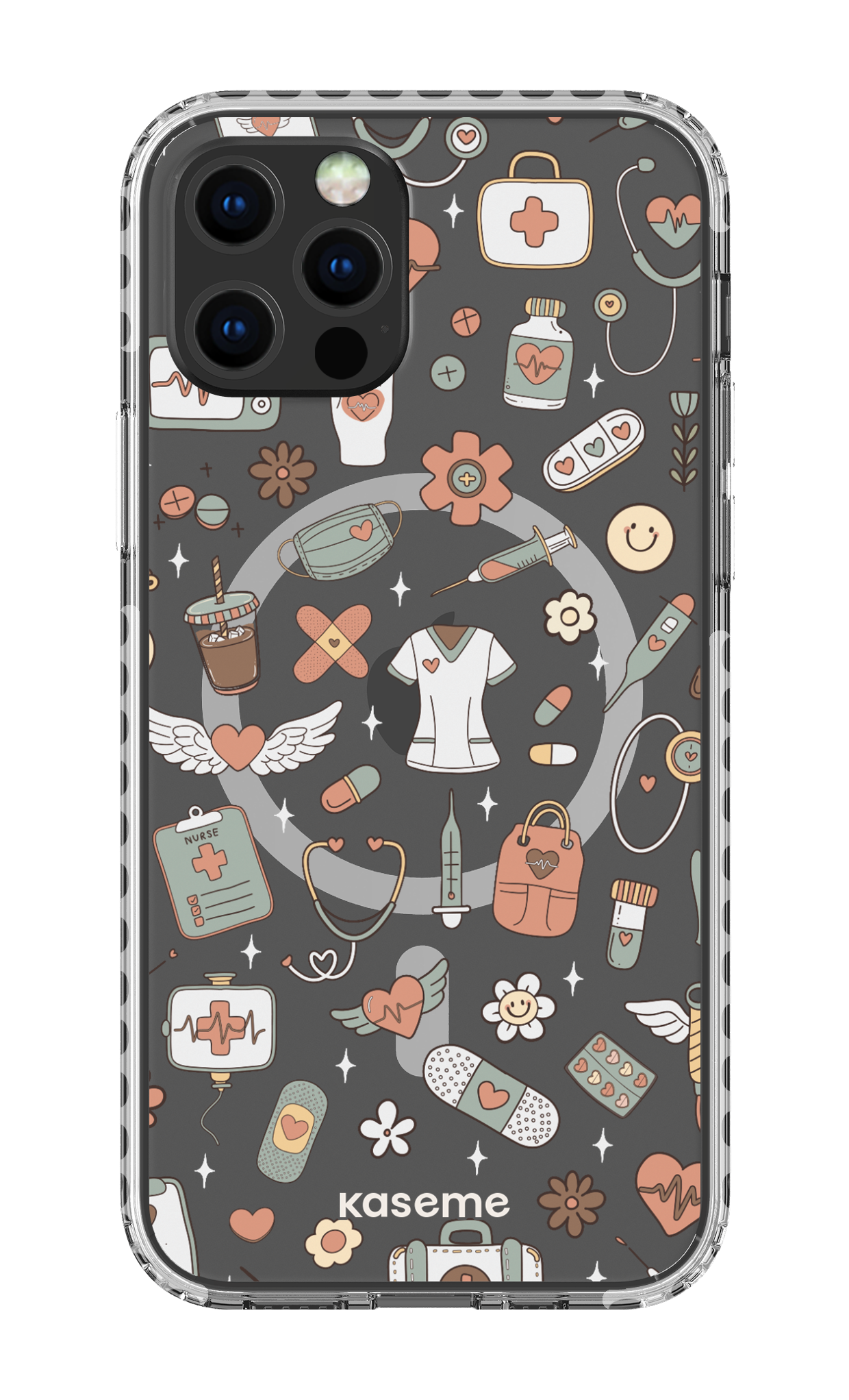 iPhone 12 Pro Clear Case Magsafe - White Code Clear Case -