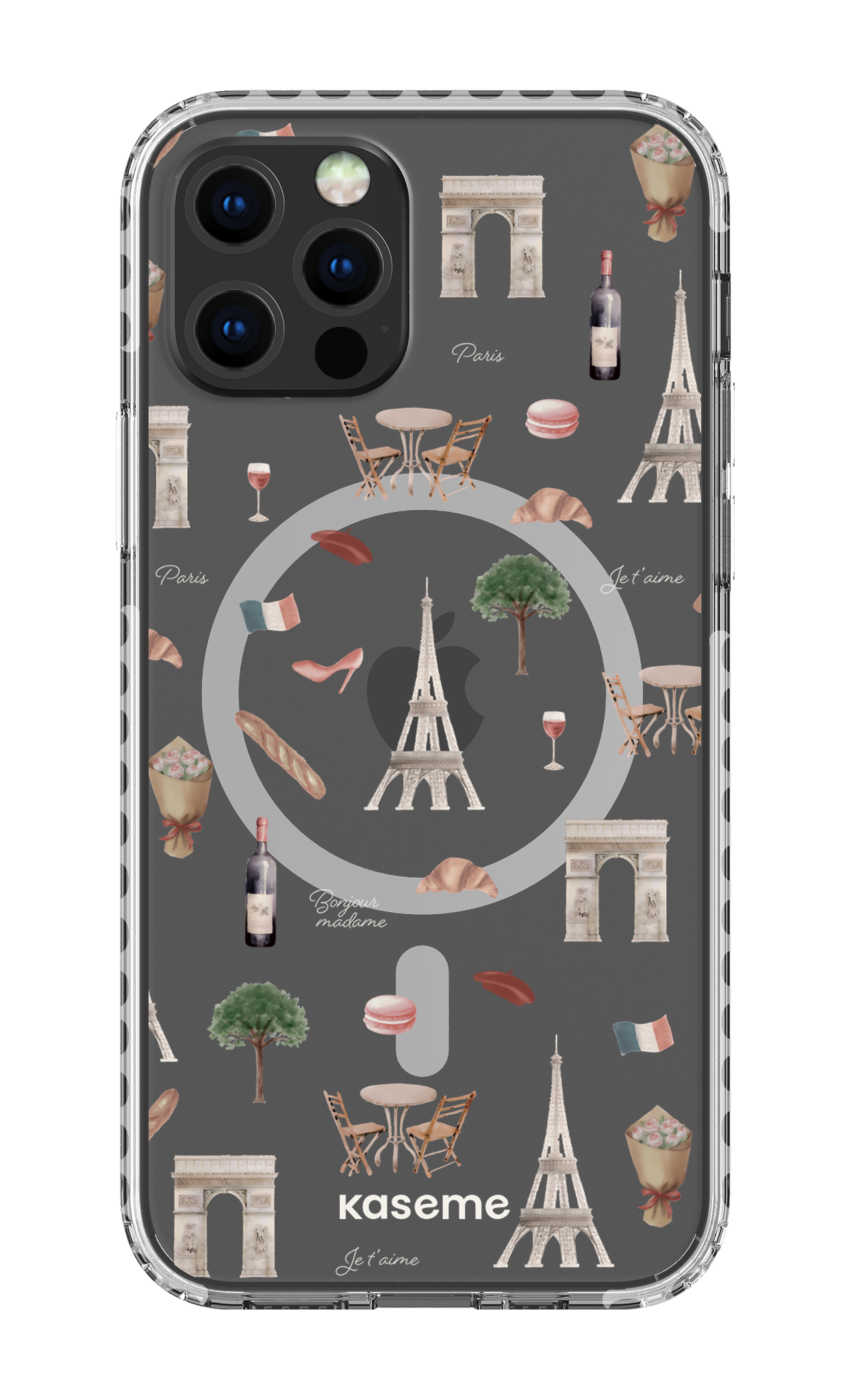 iPhone 12 Pro Clear Case Magsafe - White Je t'aime Paris Clear Case -