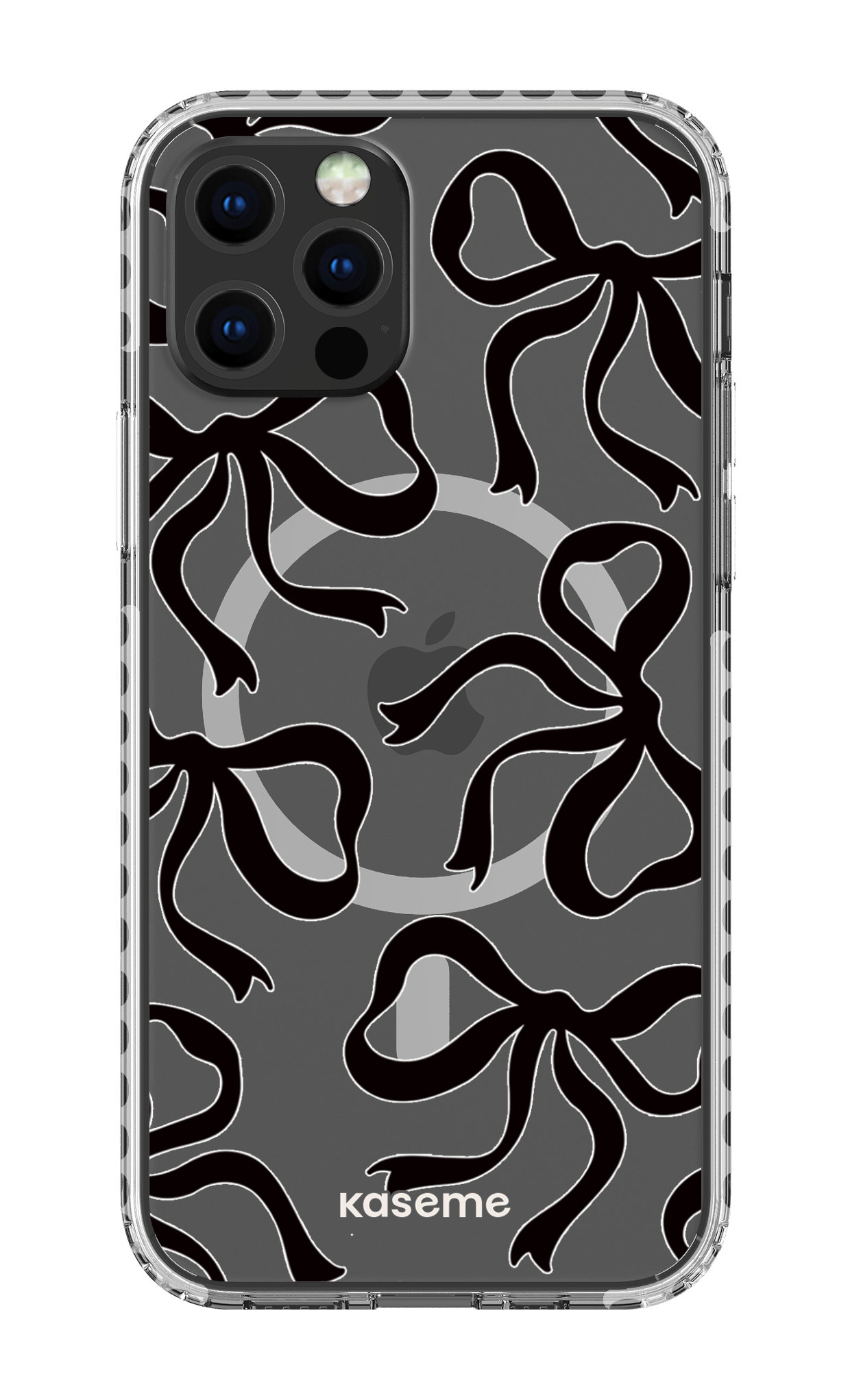 iPhone 12 Pro Clear Case Magsafe - White Lace Black Clear Case -