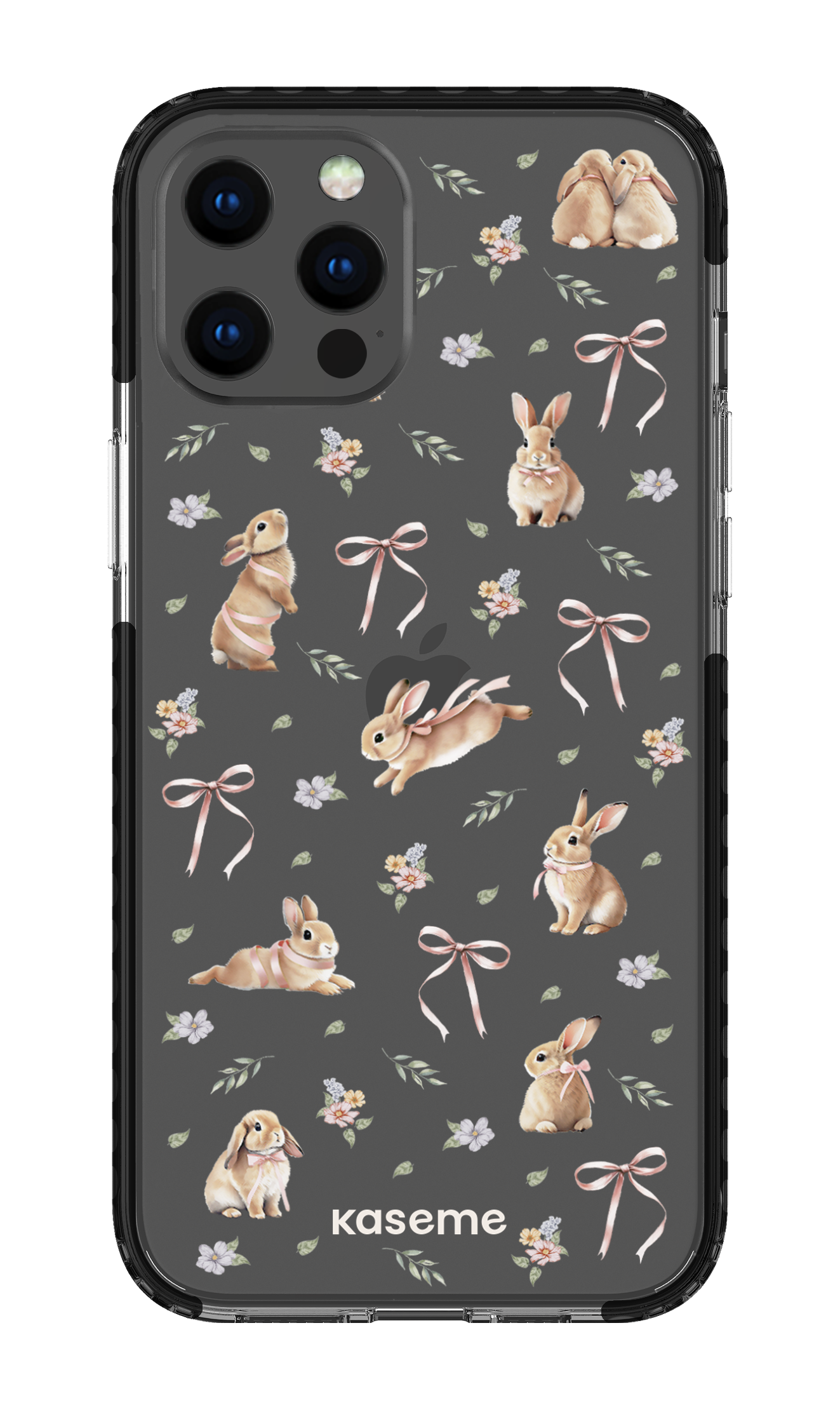 iPhone 12 Pro Max Clear Case - Black Bunny Bloom Clear Case -