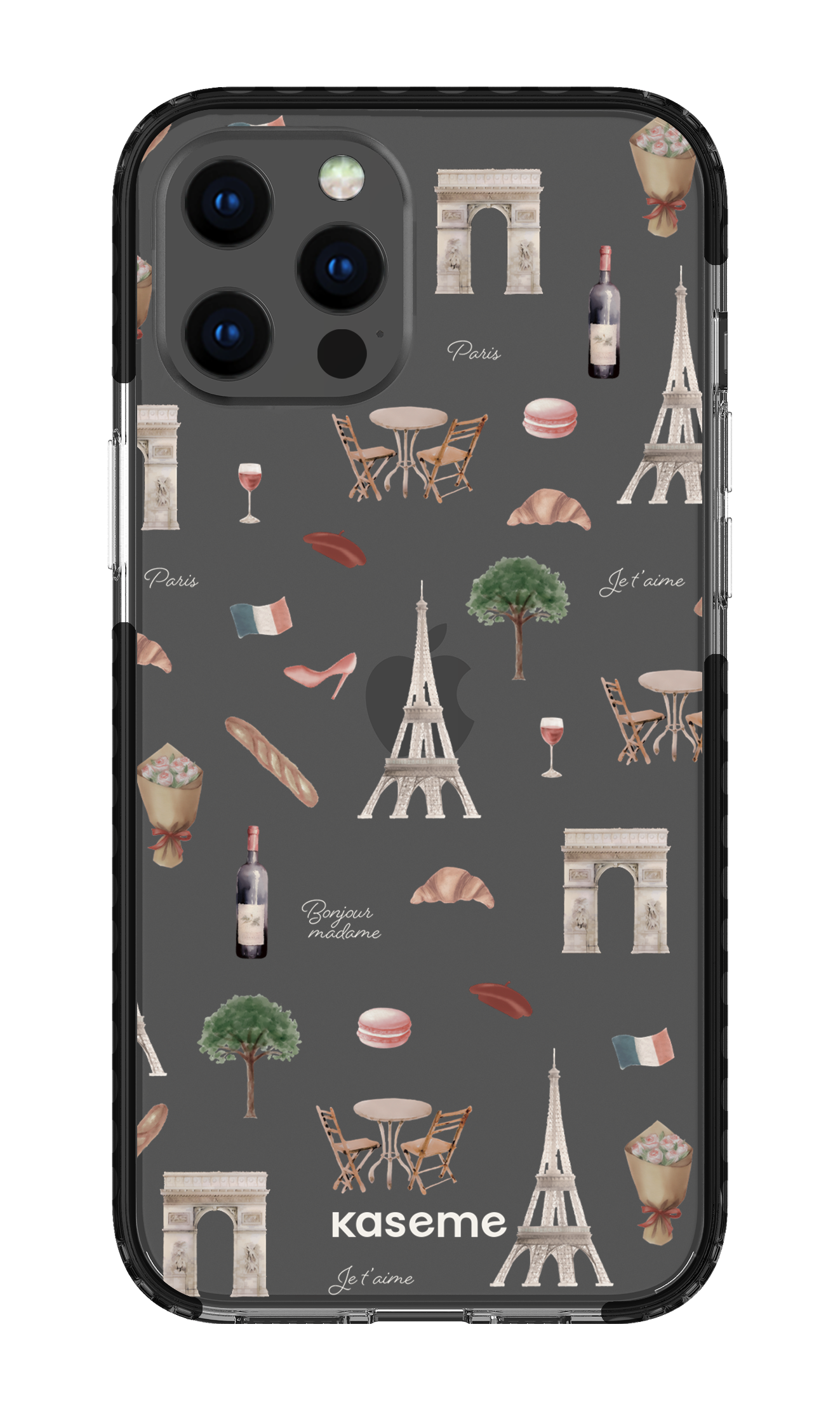 iPhone 12 Pro Max Clear Case - Black Je t'aime Paris Clear Case -