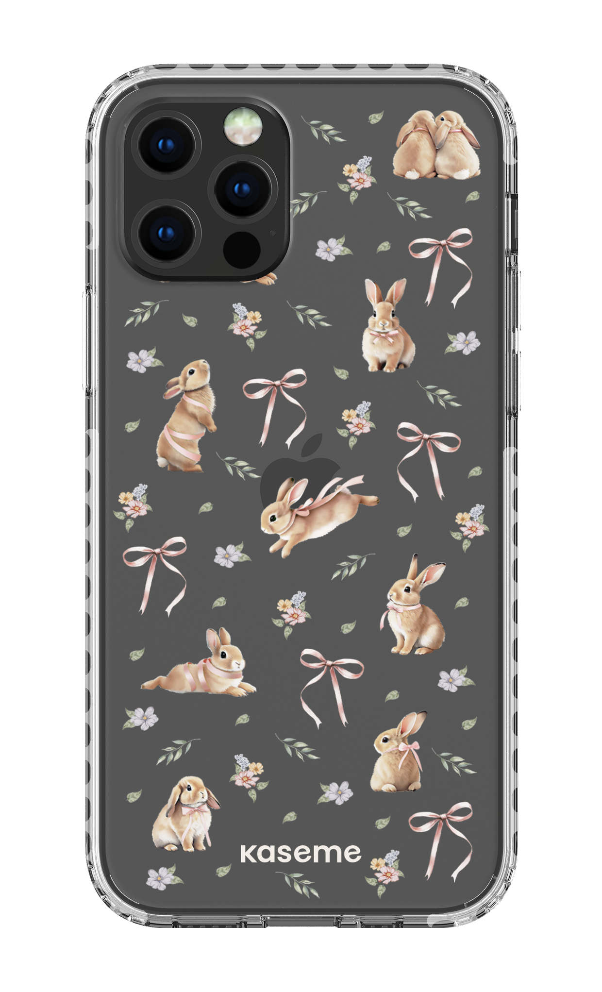 iPhone 12 pro Clear Case - White Bunny Bloom Clear Case -