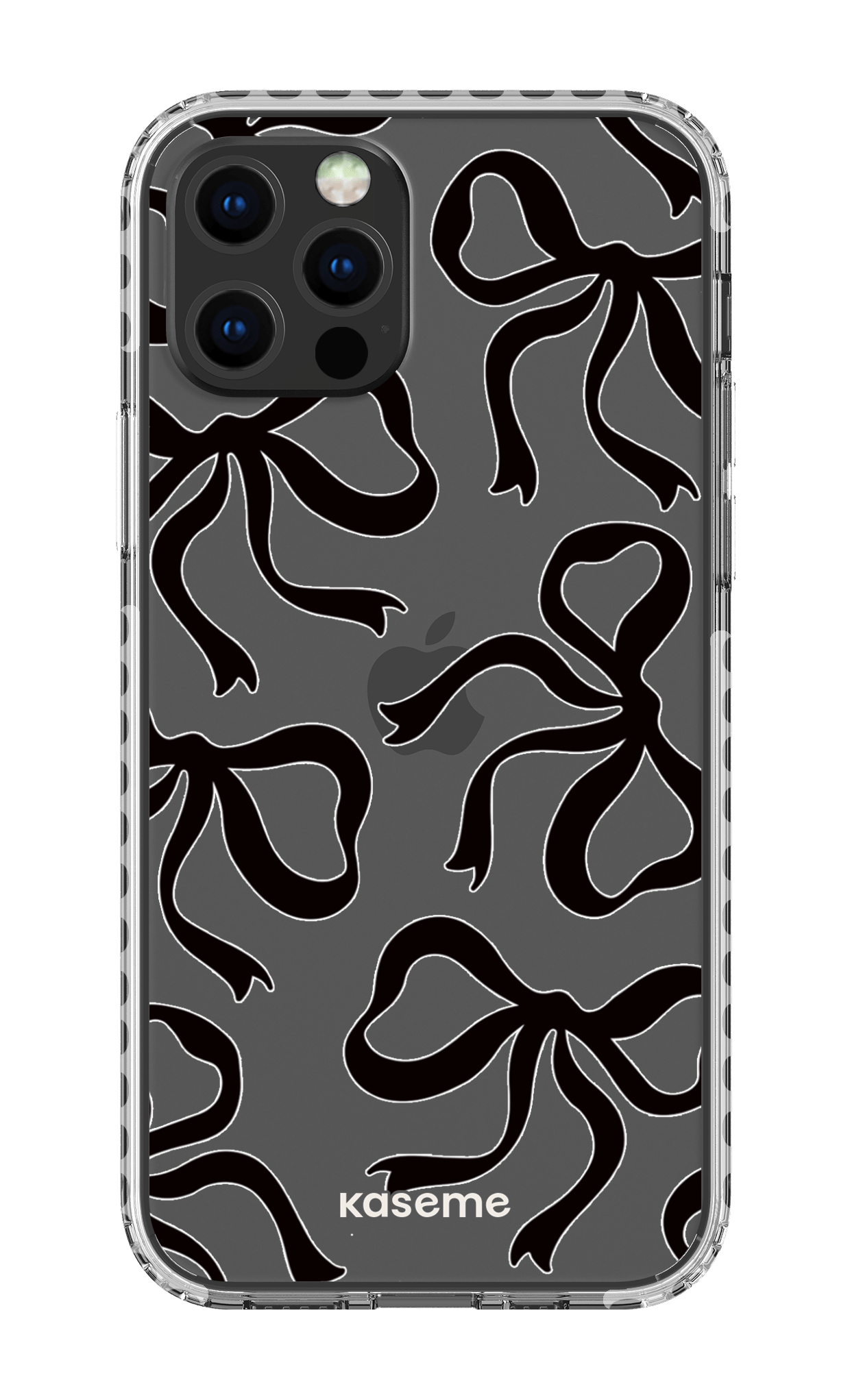 iPhone 12 pro Clear Case - White Lace Black Clear Case -