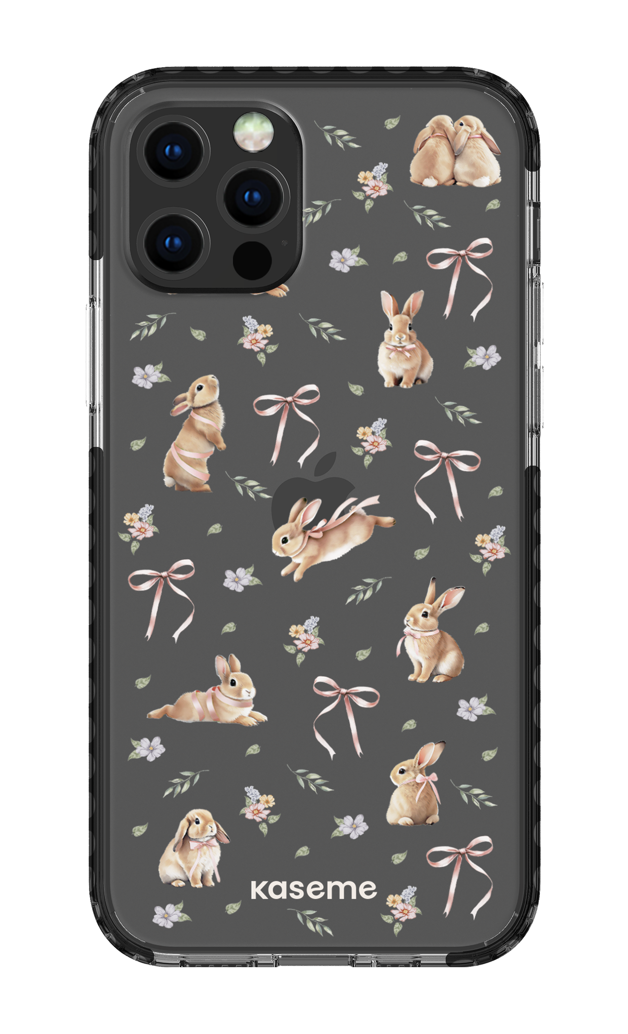 iPhone 12 pro Clear Case Black Bunny Bloom Clear Case -