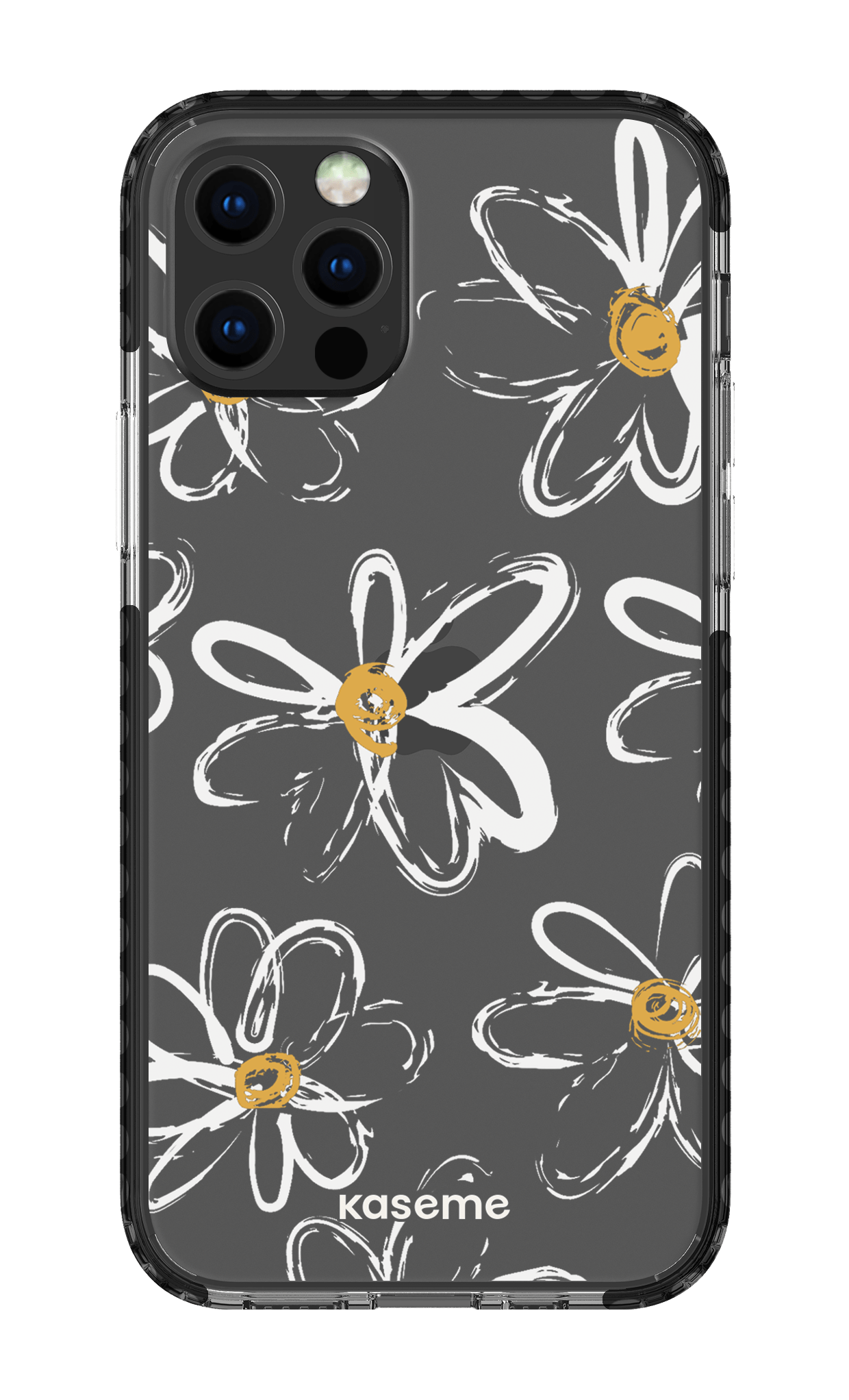 iPhone 12 pro Clear Case Black Give me flowers Clear Case -