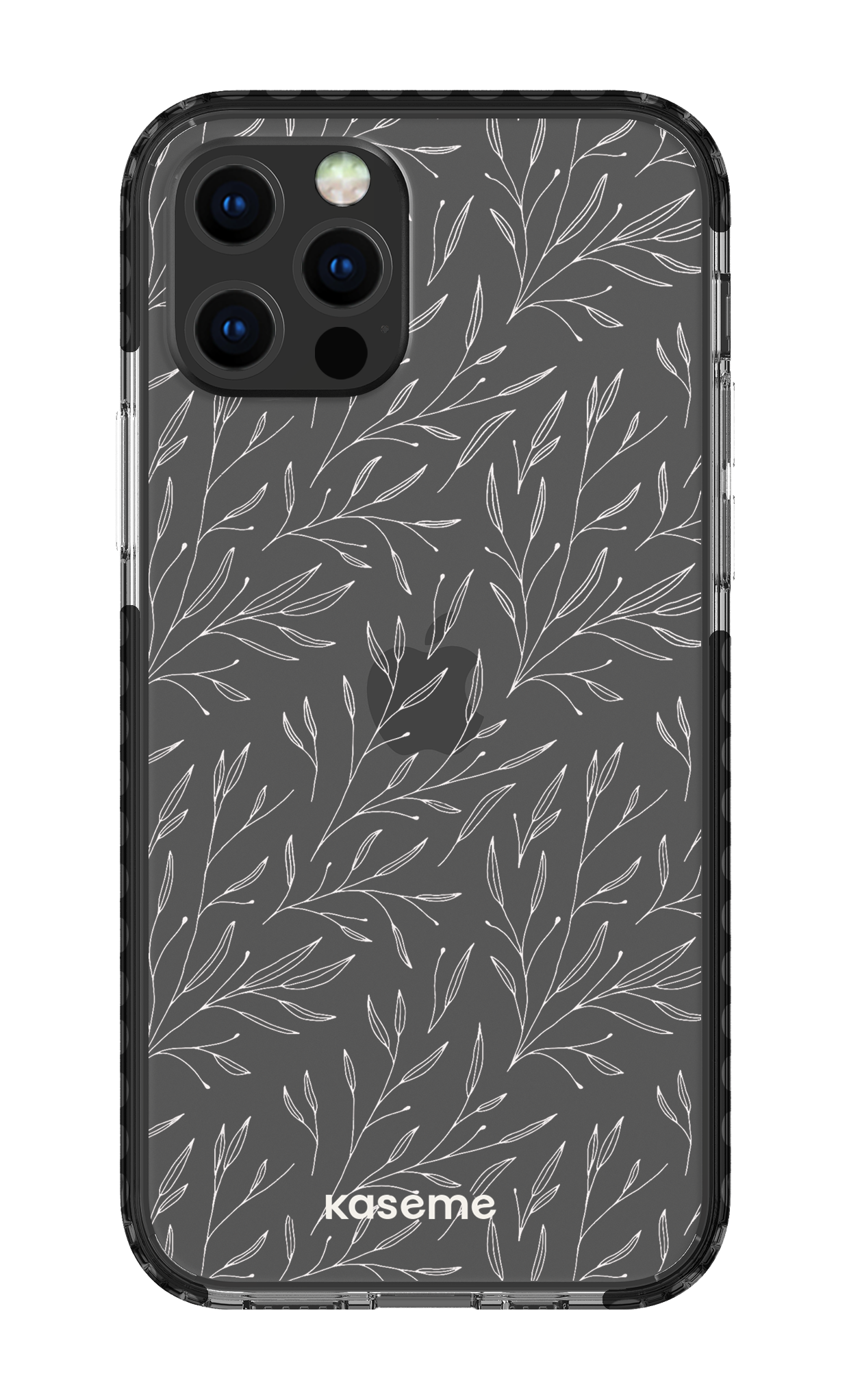 iPhone 12 pro Clear Case Black Hibiscus Clear Case -